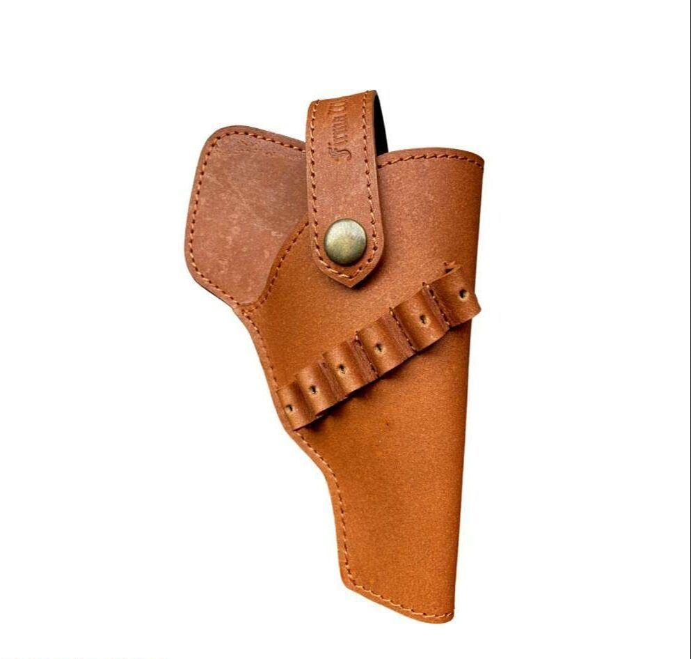 32 Bore Pistol Cover/Holster with 6 Loops in Genuine Leather (Tan) Pistol/Gun Cover M