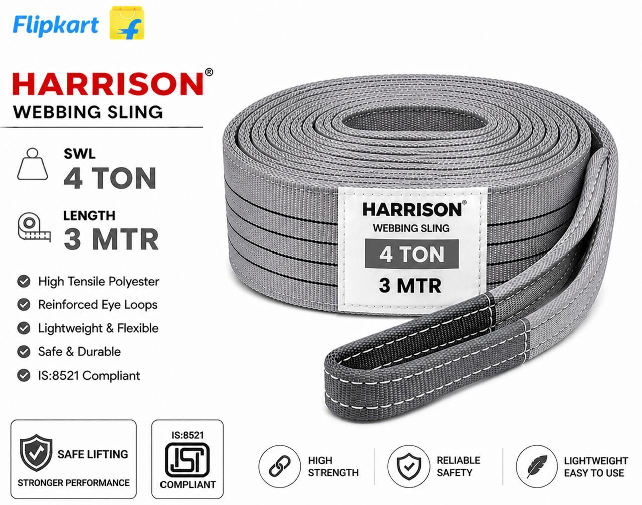 LIFTING BELT WEBBING SLINGS POLYESTER FLAT (4 TON - 3 MTR) HARRISON Tool Belt-image-2