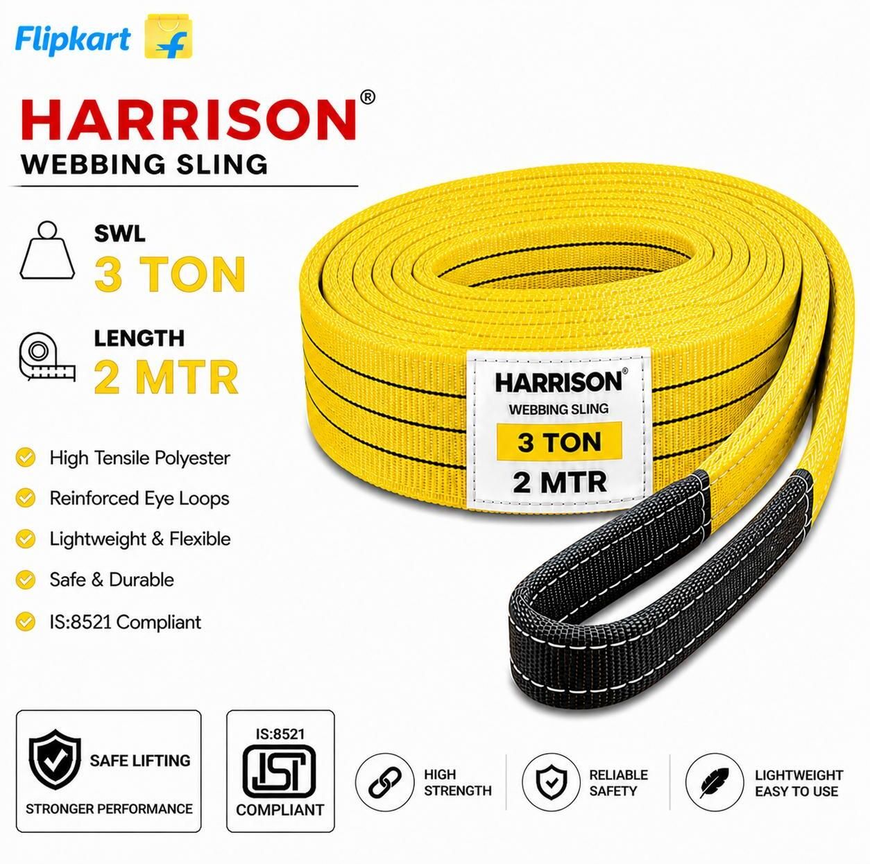 LIFTING BELT WEBBING SLINGS POLYESTER FLAT (3 TON - 2 MTR) HARRISON Tool Belt-image-39