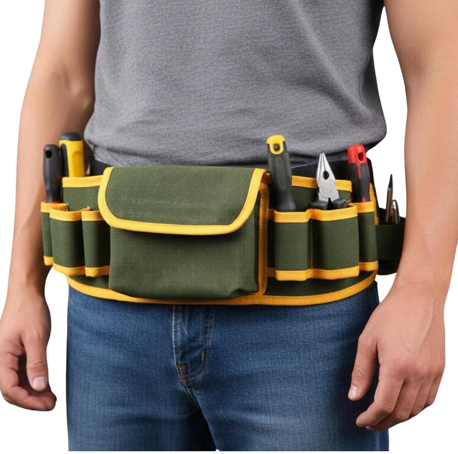 hanmech Leather Tool Belt Multi-Pocket Waist tool Storage Bag Adjustable Length- 20 Inch Leather Tool Belt Tool Belt-picture-3