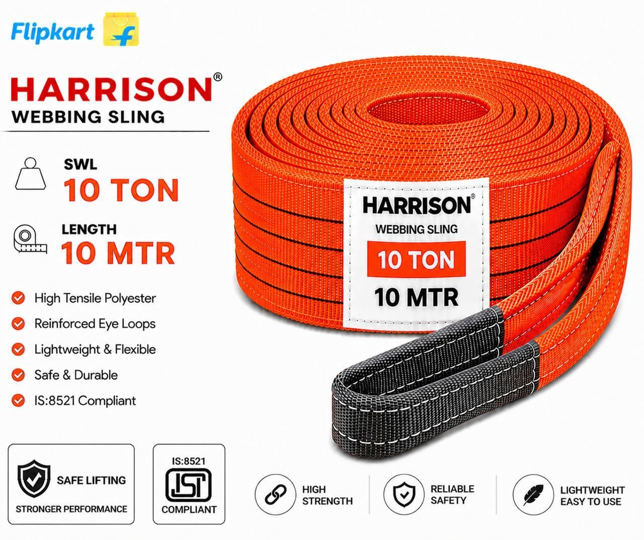 LIFTING BELT WEBBING SLINGS POLYESTER FLAT (10 TON - 10 MTR) HARRISON Tool Belt-image-38
