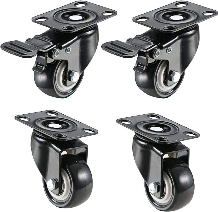 spylock Pack 2" Heavy Duty Swivel Caster with 360 Degree (2 with Brakes & 2 Without) Swivel Furniture Caster image 1