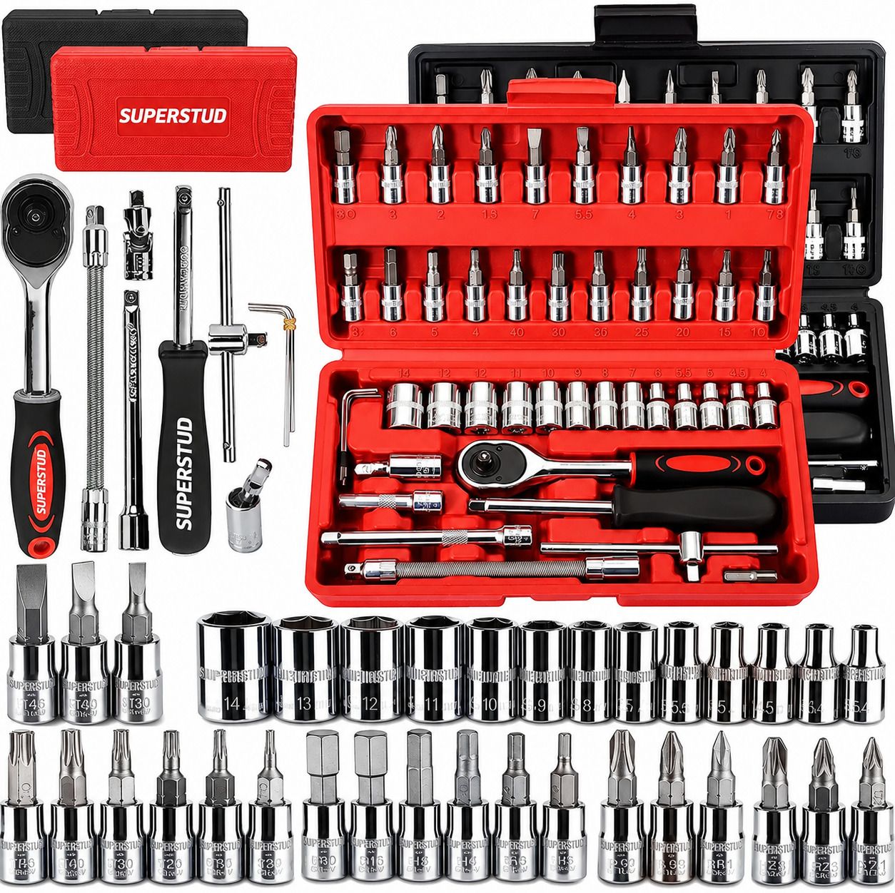 46 Pcs High Quality Hand Tool Kit for Home and Professional Use 46 TOOL with box Tool Box with Tray-image-39