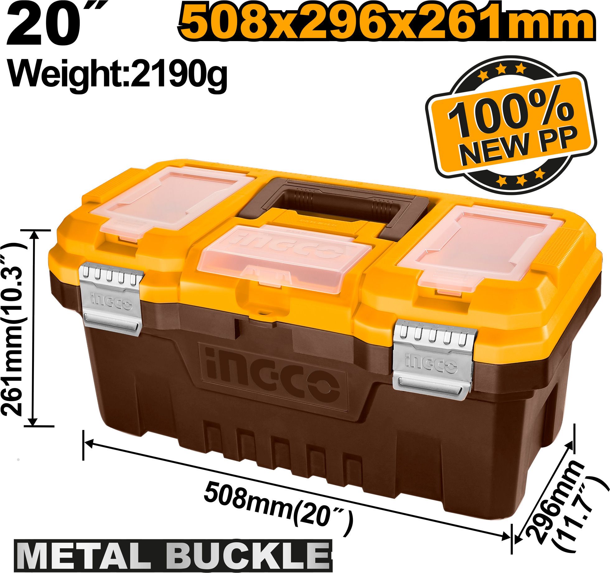 ingco PBX2002 20 inch Plastic Tool Box with Tray-picture-48