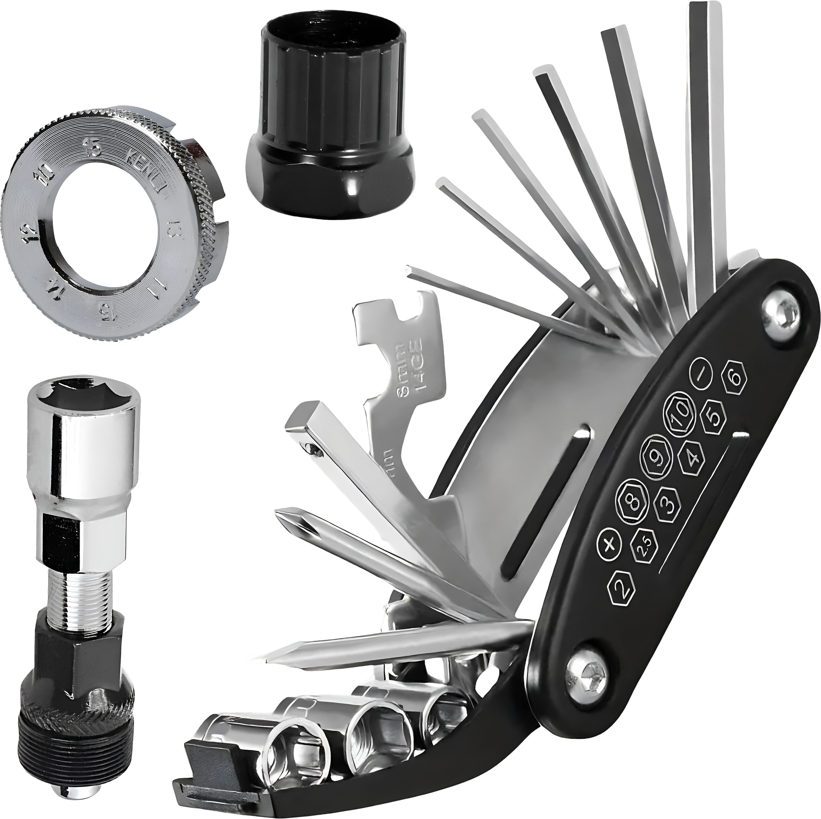 razaiq 16 in 1 Cycle Service Tool Kit with Bottom Bracket Remover, Crank Puller Tool, 8 Cycling Way Spoke Nipple Key, Bicycle Maintenance Kit for MTB Road BMX-picture-15