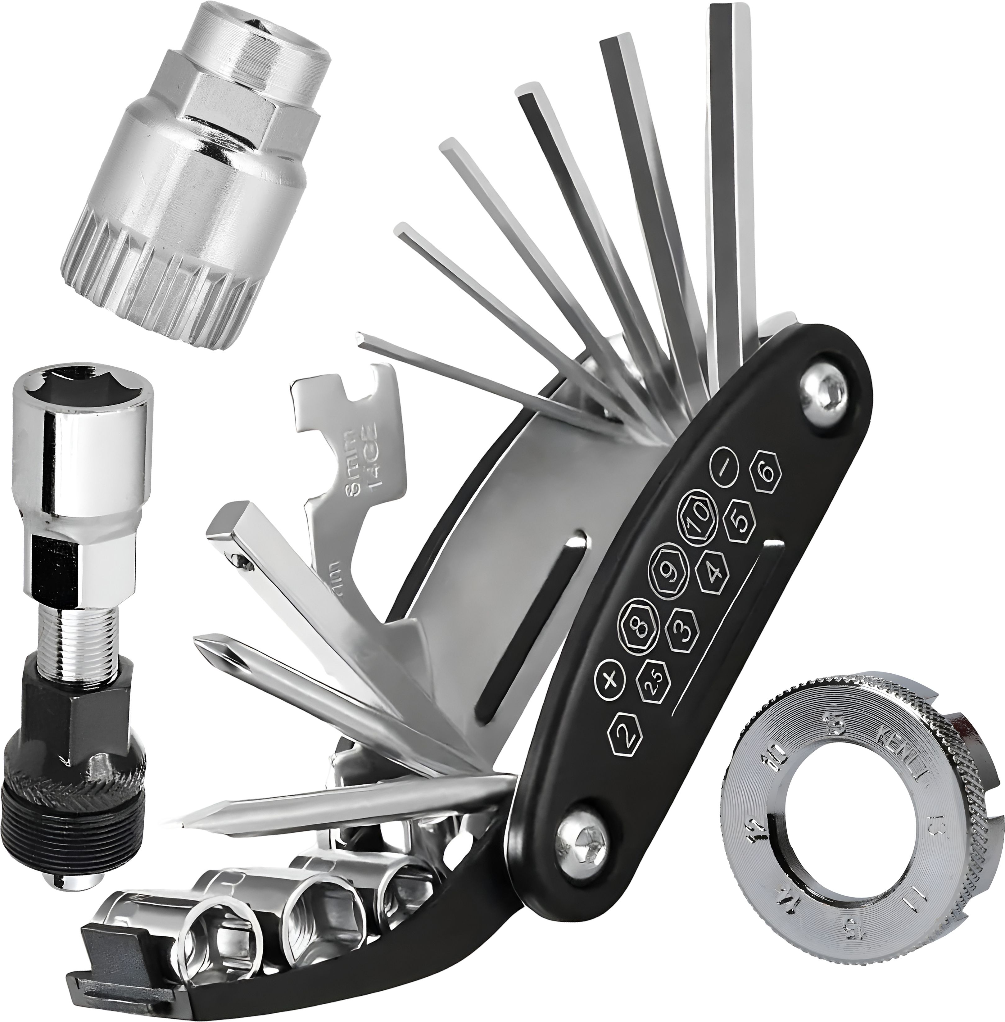 razaiq 16 in 1 Bicycle Tool Kit with Bottom Bracket Remover, 8 Way Spoke Nipple Key Cycling Crank Puller Removal Tool, Professional Repair Kit for MTB, Road, BMX-picture-16