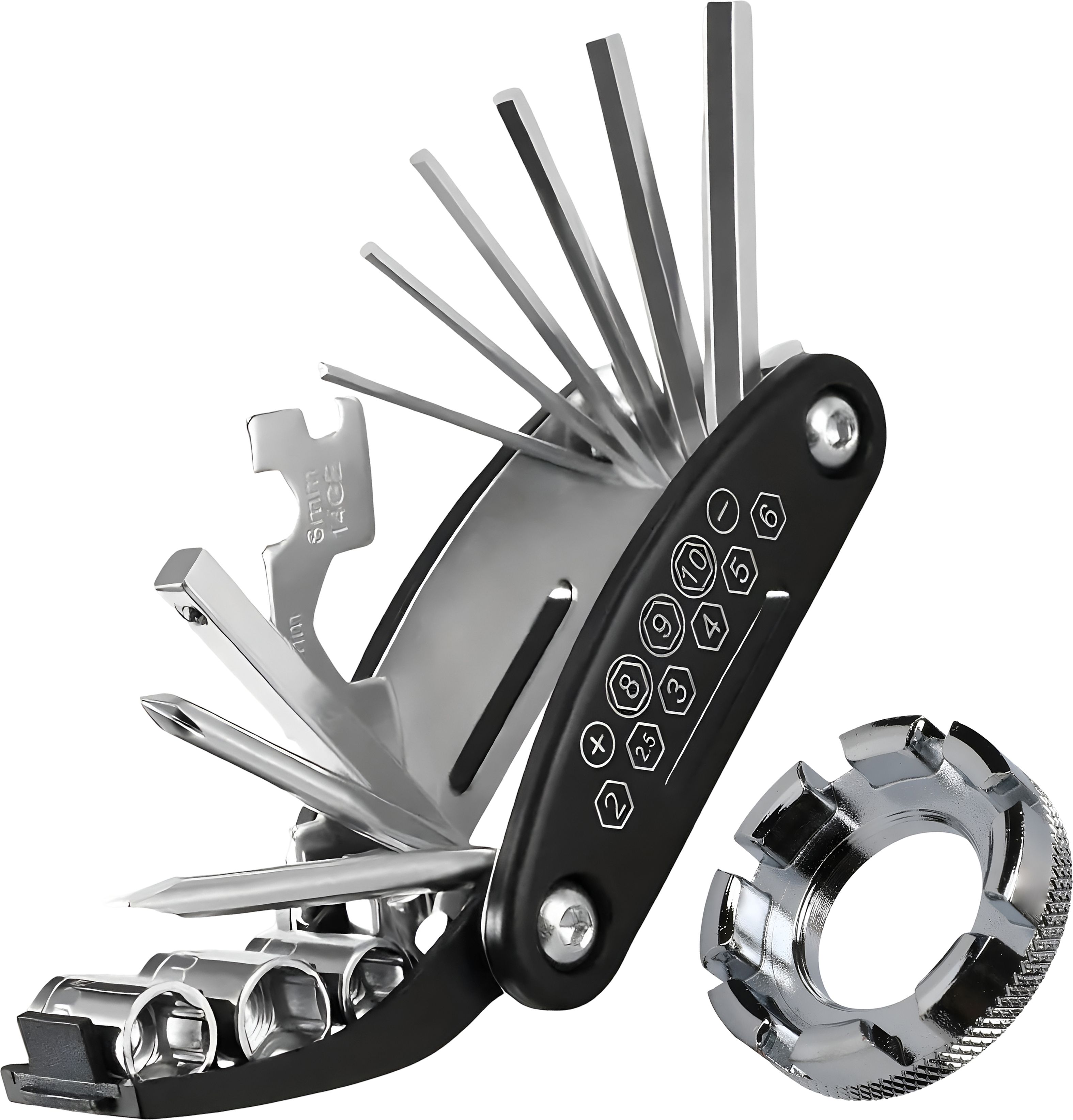 razaiq Cycle Repair Tool Kit 16 in 1 with 8 Way Spoke Nipple Key, Allen Key Set, Multi Cycling Purpose Bicycle Tool Kit for MTB, Road Bike, BMX, Hybrid & Daily Cycle Servicing-picture-39