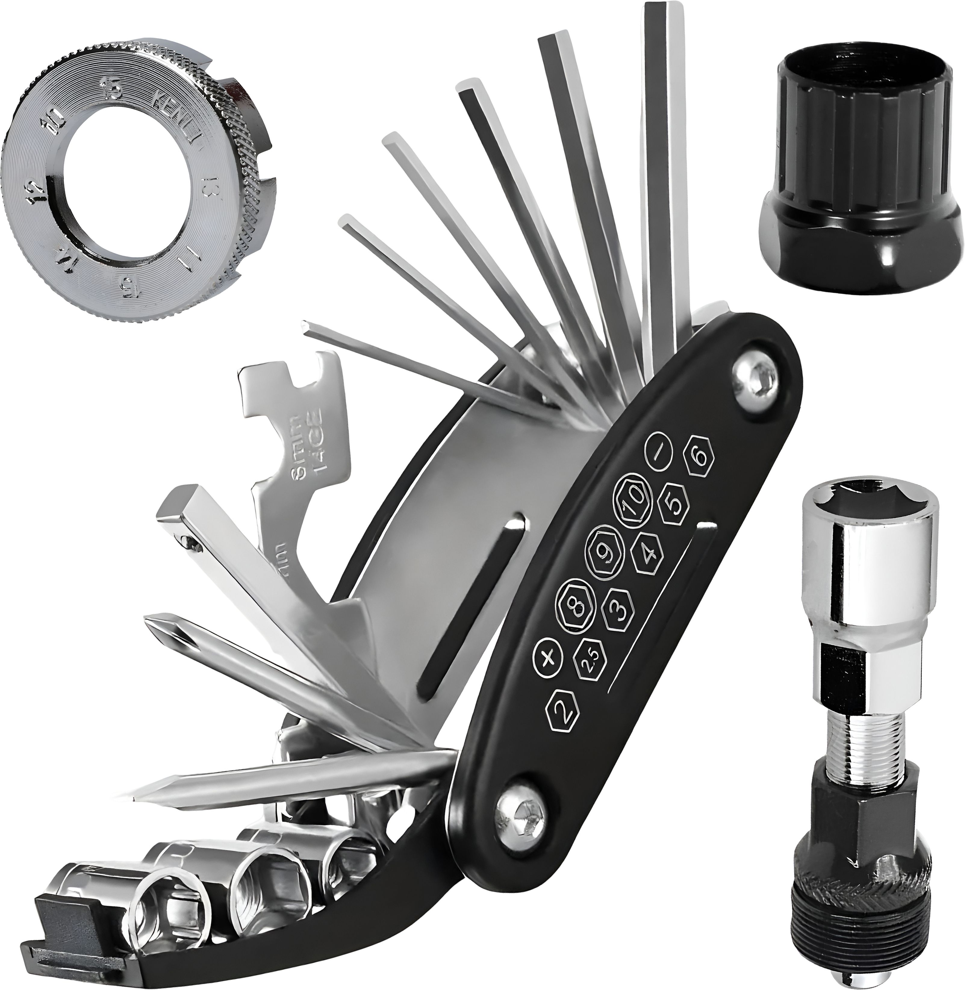razaiq Bicycle Workshop Tool Kit 16 in 1 with Crank Puller, Bottom Bracket Removal Cycling Tool, 8 Way Spoke Nipple Key, Repair and Maintenance Set-picture-18