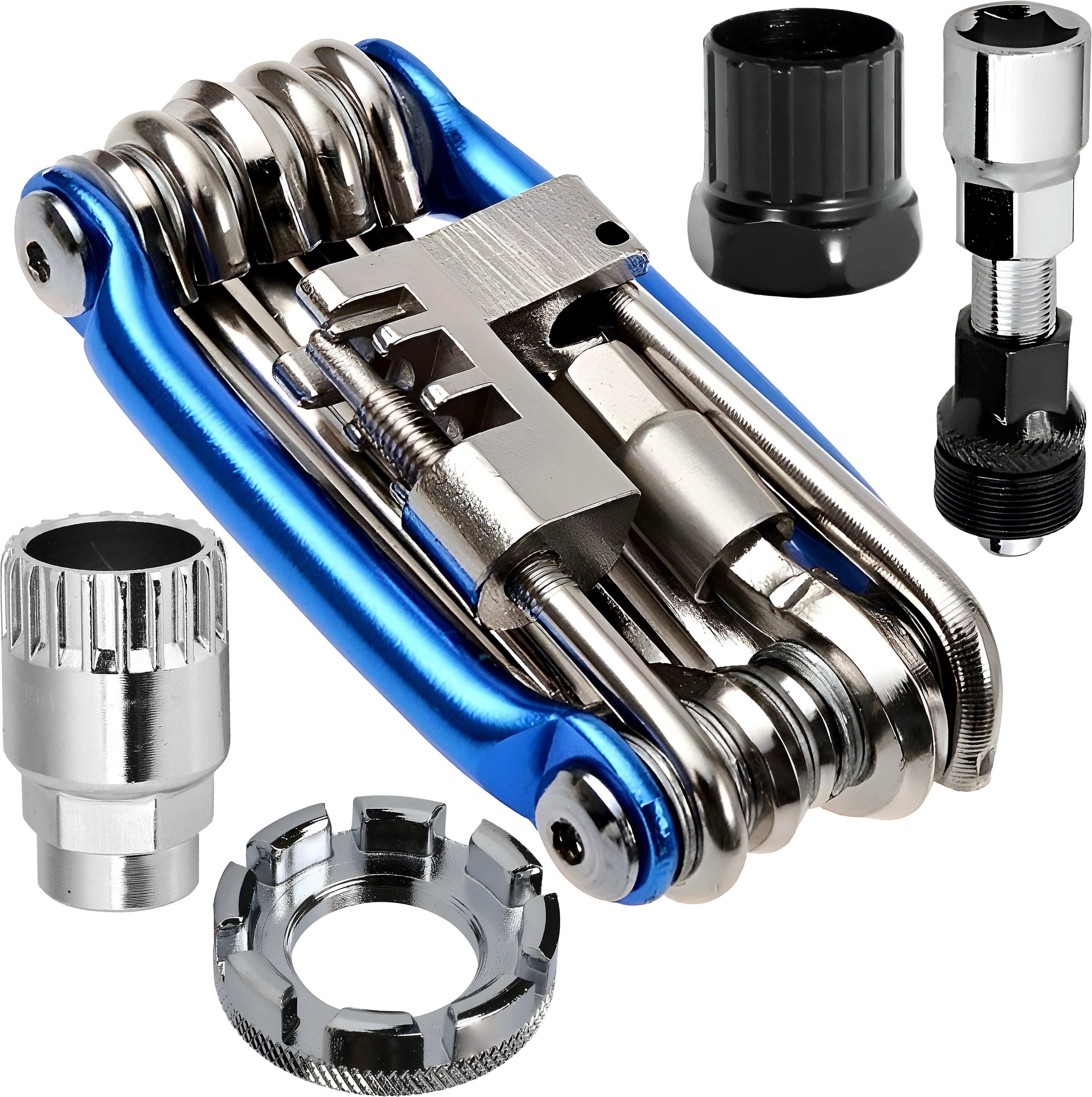 razaiq Complete Cycle Tool Kit with Carbon Steel 11 In 1 Multi Tool, Freewheel Sprocket Cycling Remover, Bottom Bracket Tool, Crank Puller & 8 Way Spoke Wrench Set-picture-30