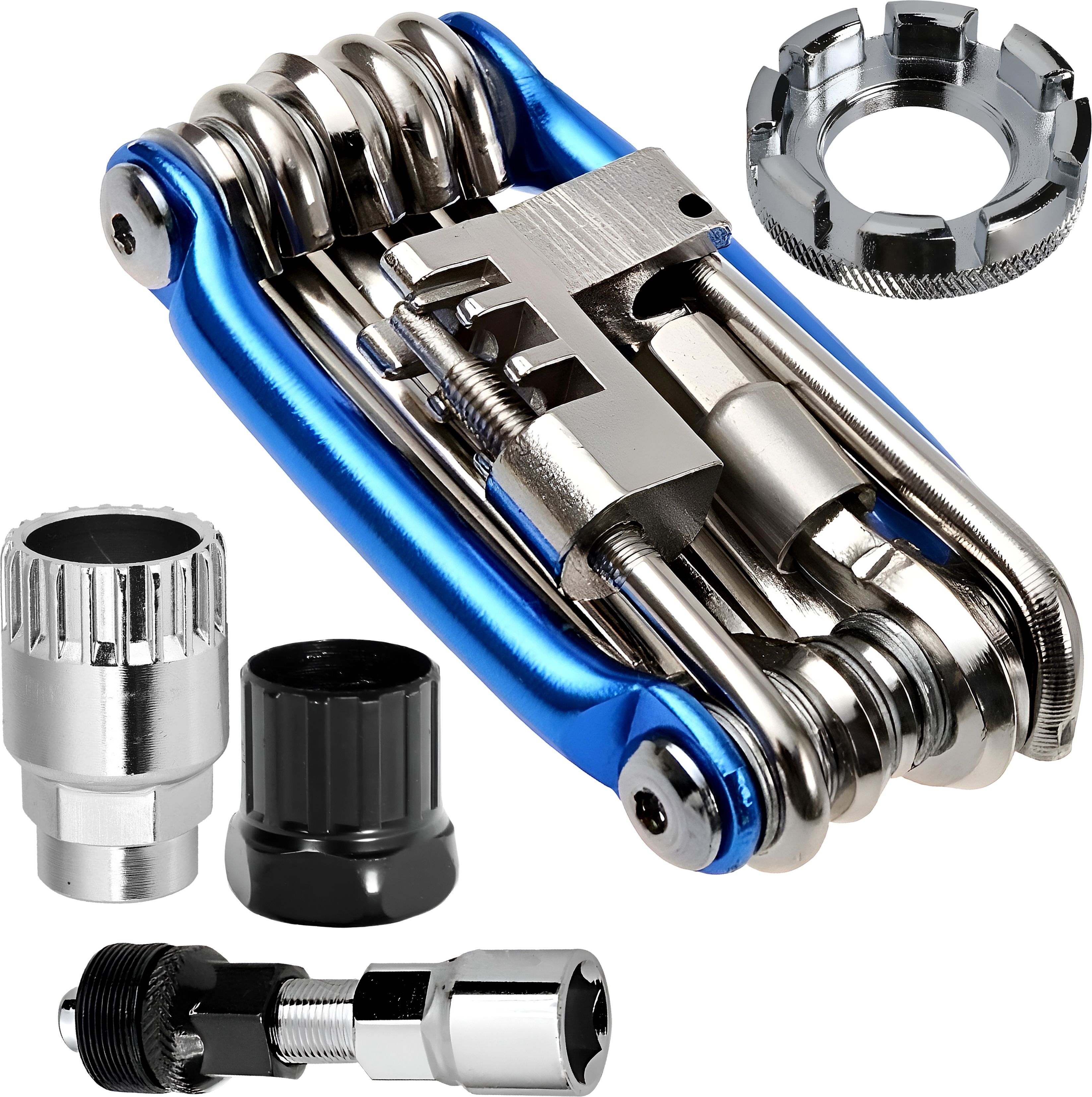 Professional Bicycle Maintenance Tool Kit with Carbon Steel 11 In 1 Cycling Multi Tool, Freewheel Remover, Bottom Bracket Tool, Crank Puller & Spoke Nipple-image-45
