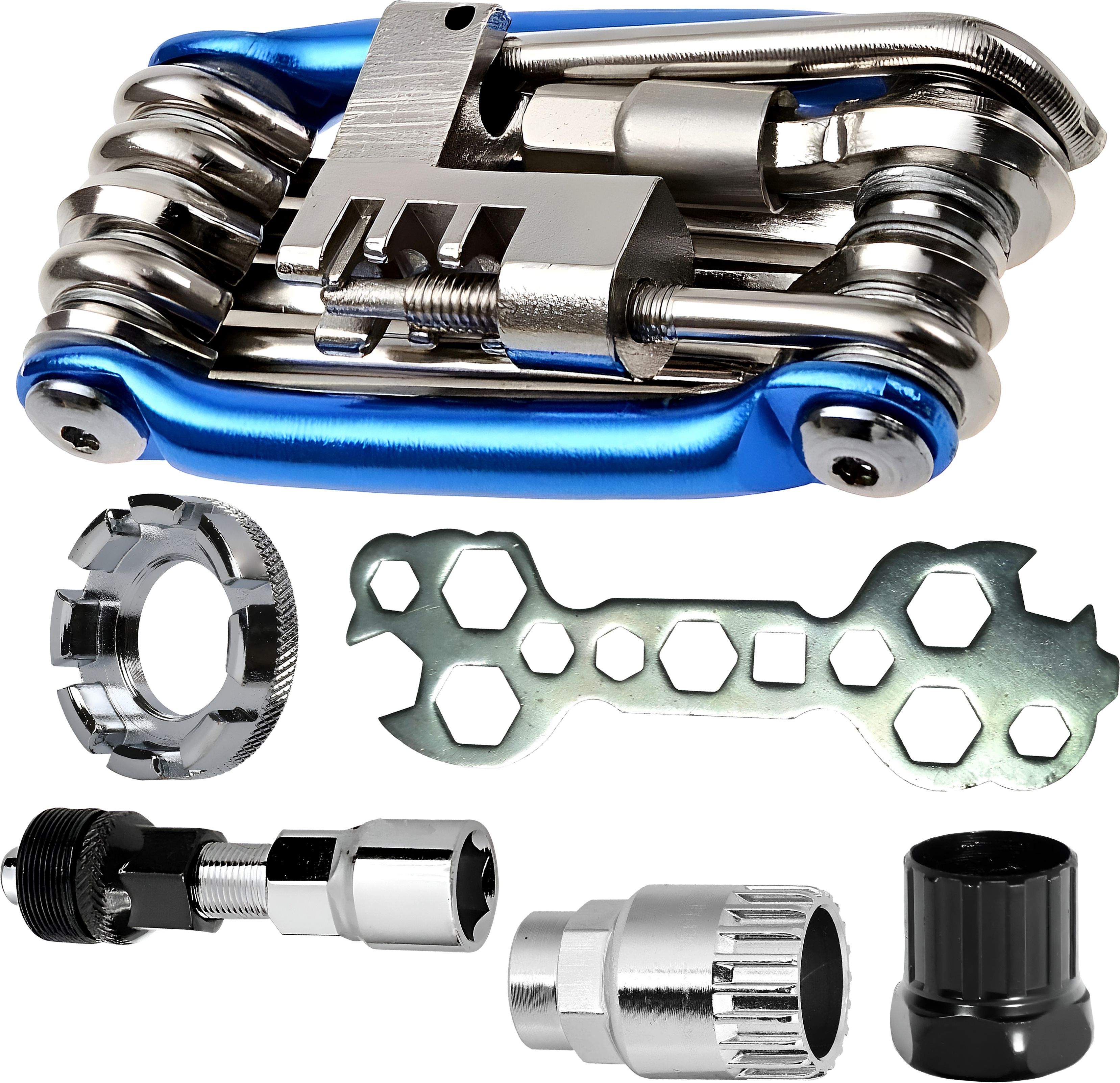 11 In 1 Cycle Repair Tool Kit with 13 In 1 Hex Wrench, Bicycle Freewheel Cycling Removal Tool, Bottom Bracket Remover, Crank Puller & 8 Way Spoke-image-6