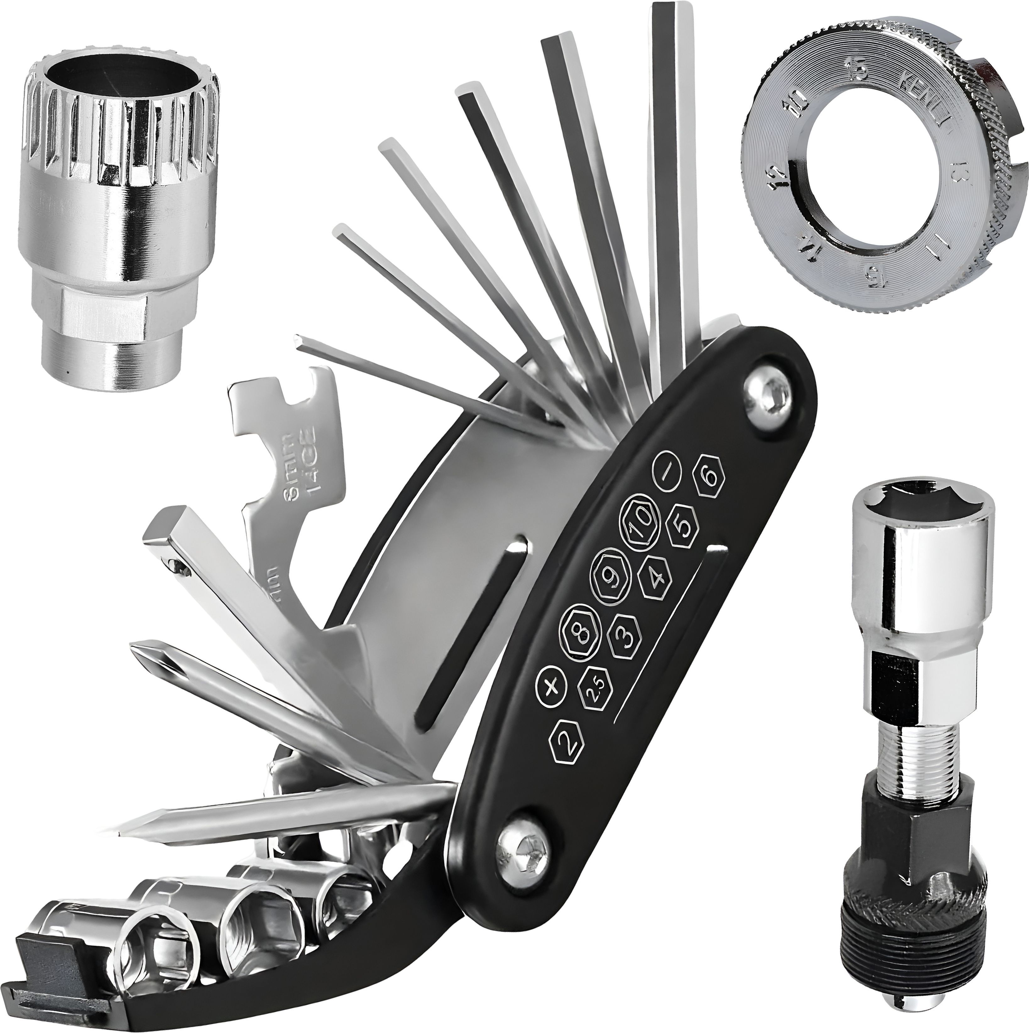 razaiq 16in1 Cycle Maintenance ToolKit with Bottom Bracket Remover Bicycle Crank Puller Cycling and 8 Way Spoke Nipple Key, Workshop Repair Set for MTB Road-picture-27