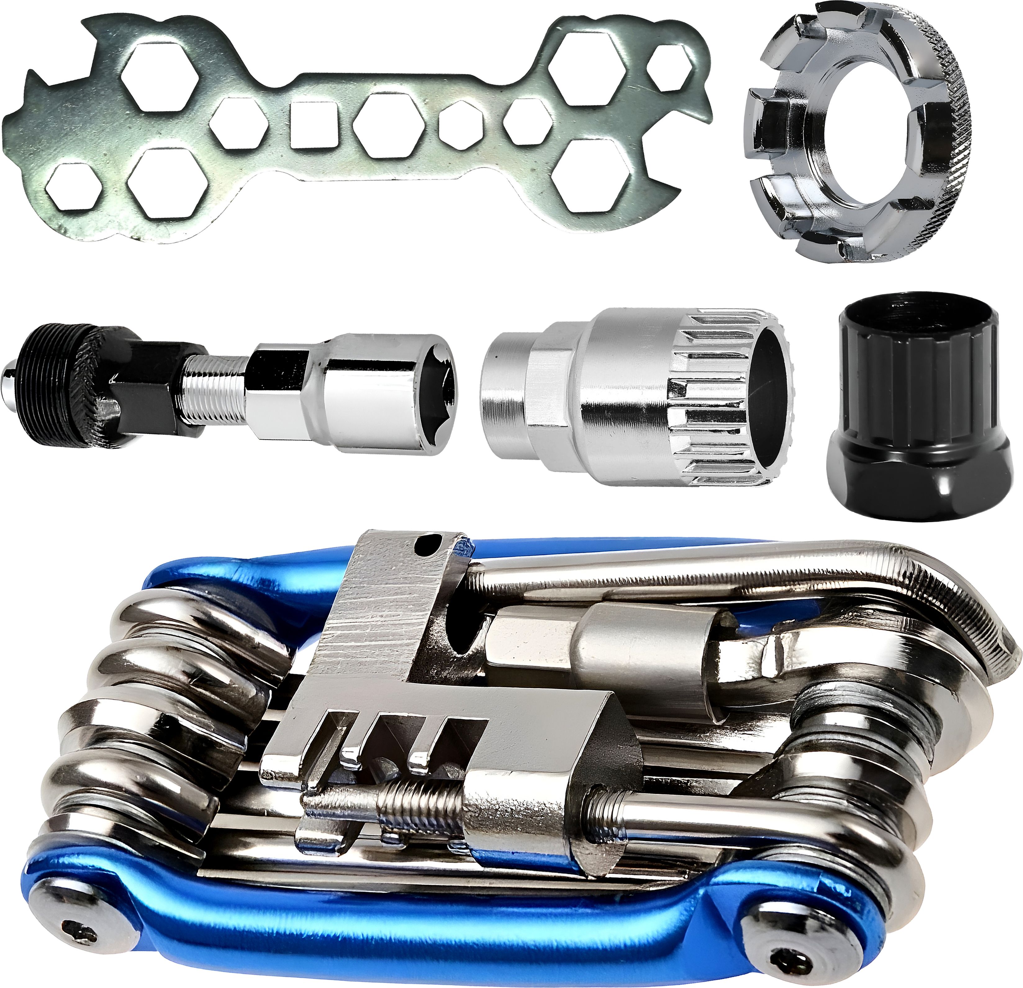 razaiq Carbon Steel Bicycle Repair Kit with 11 In 1 Multi Tool, 13 In 1 Hex Spanner Cycling Wrench, Freewheel Sprocket Remover, Crank Puller, Bottom Bracket Tool-picture-38