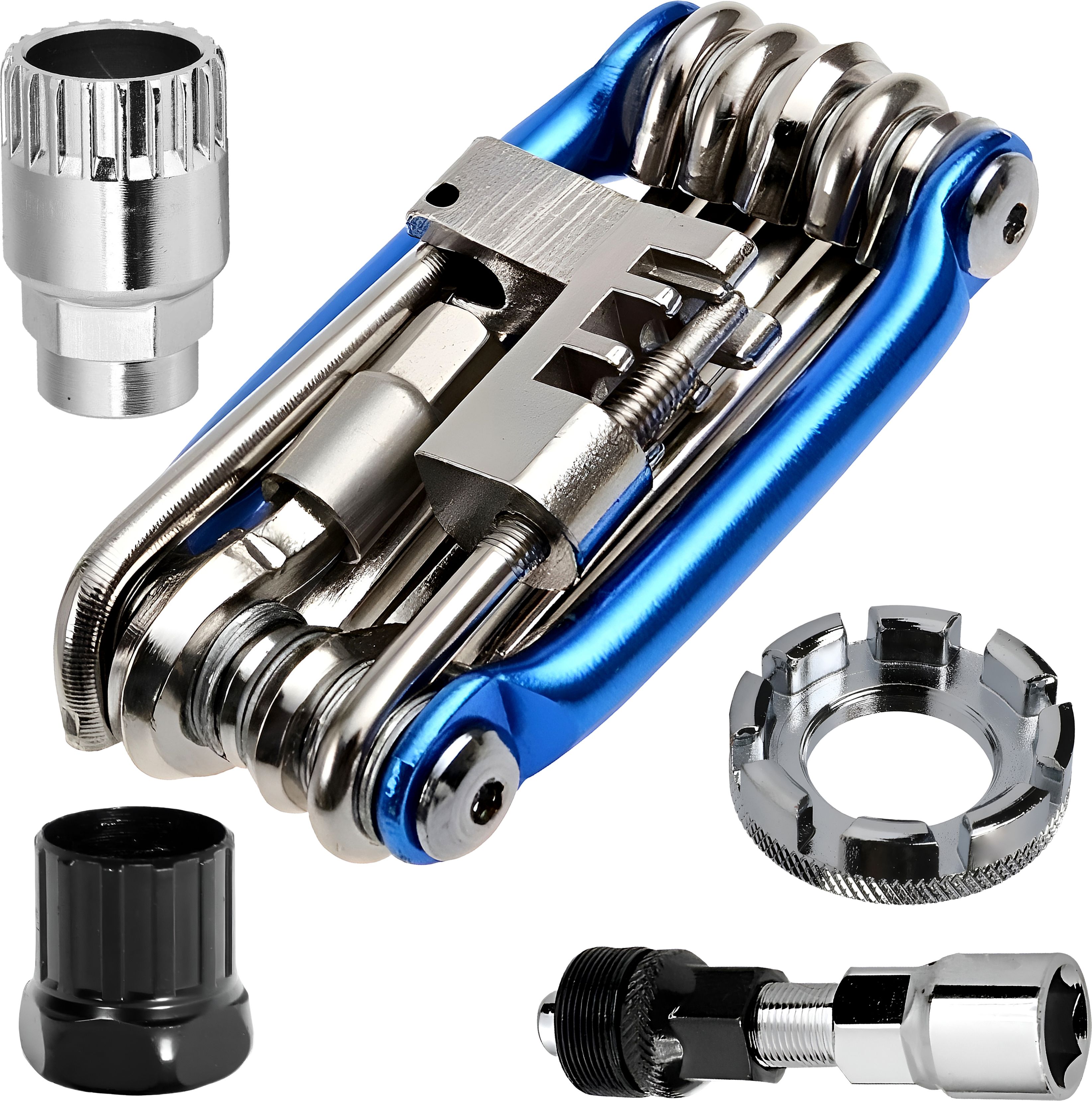 razaiq Carbon Steel 11 In 1 Bicycle Multi Tool Kit with Freewheel Sprocket Remover Cycling Bottom Bracket Removal Tool, Crank Puller & Fixed Square 8 Way Spoke-picture-33