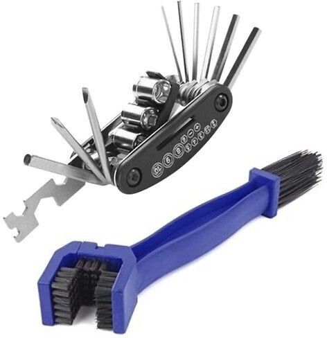 Combo of Chain Cleaner Brush and 15 in 1 Multi-function Tools Kit Spoke Wrench Cycling Bicycle Chain Cleaner Brush & Tool Kit-image-7