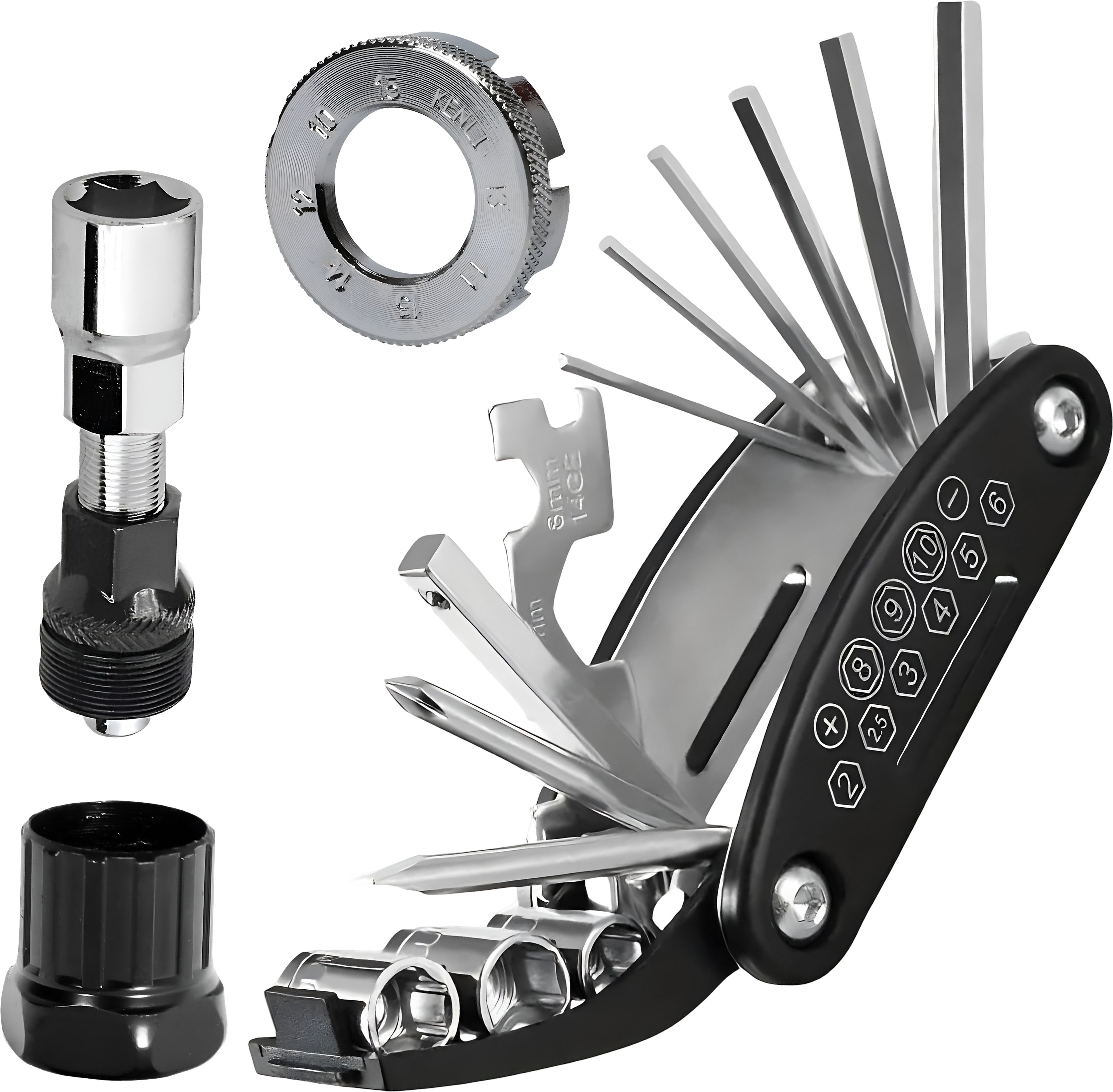 razaiq 16 in 1 Bicycle Multi Tool Kit with Crank Puller, Bottom Bracket Removal Tool Cycling and 8 Way Spoke Nipple Key for MTB Road BMX Hybrid Cycle Repair-picture-29