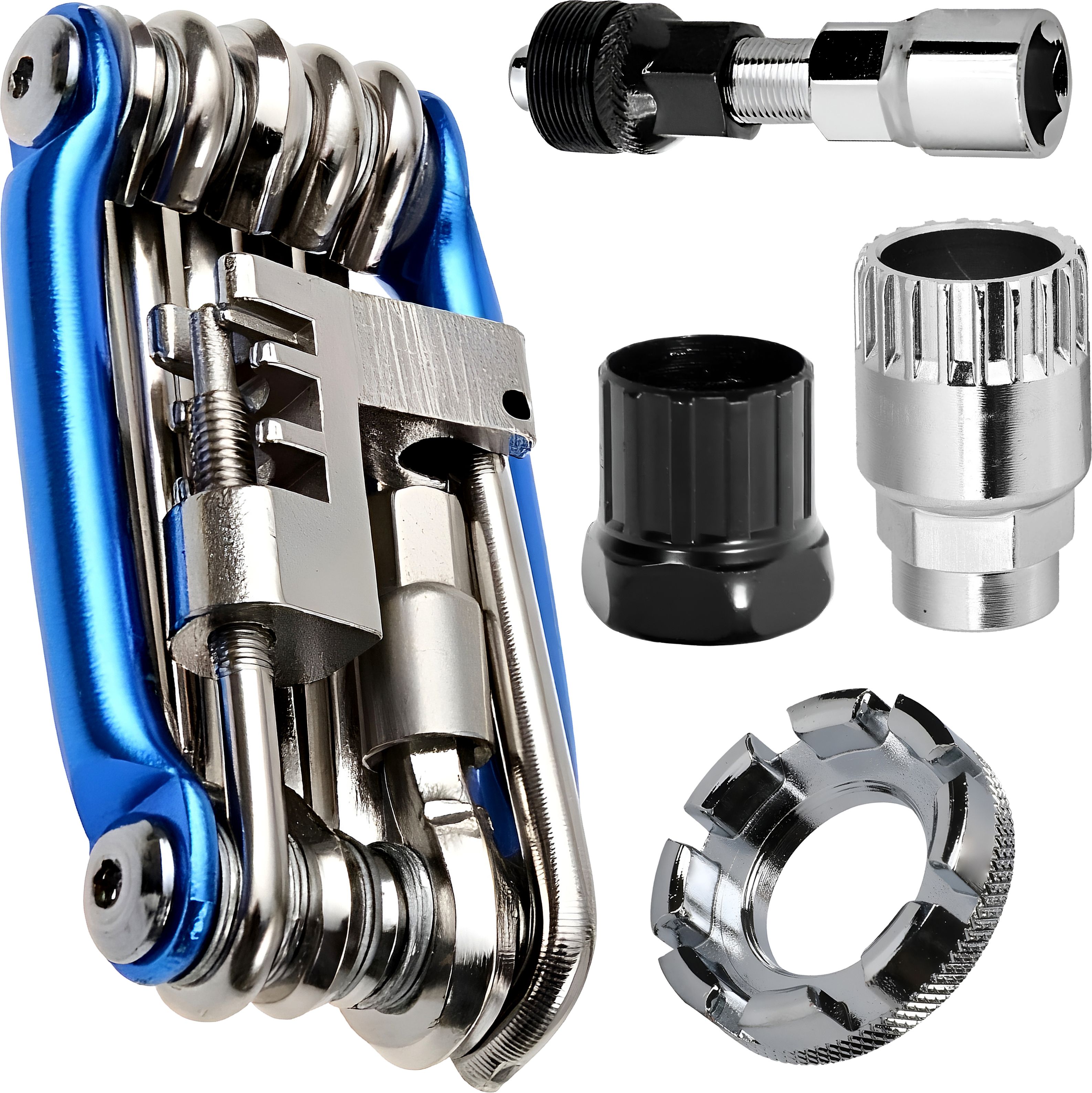 razaiq Carbon Steel 11 In 1 Cycle Tool Kit with Freewheel Sprocket Removal Tool Cycling Bottom Bracket Remover, Crank Puller & 8 Way Spoke Nipple Key for Bicycle-picture-20
