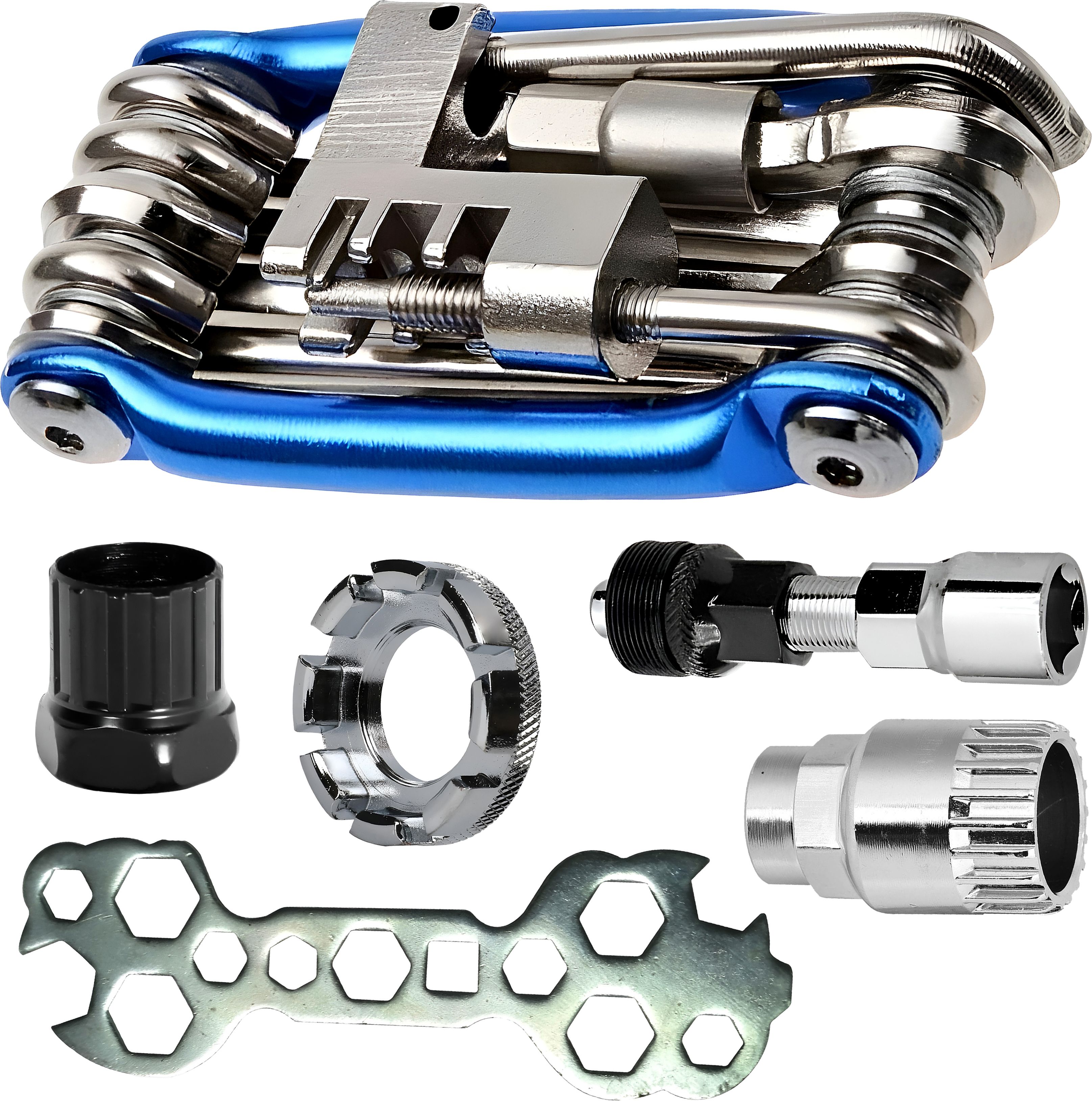 Complete Bicycle Repair Tool Kit with Carbon Steel 11 In 1 Multi Tool Cycling 13 In 1 Hexagon Wrench, Freewheel Remover, Bottom Bracket Tool,-image-20
