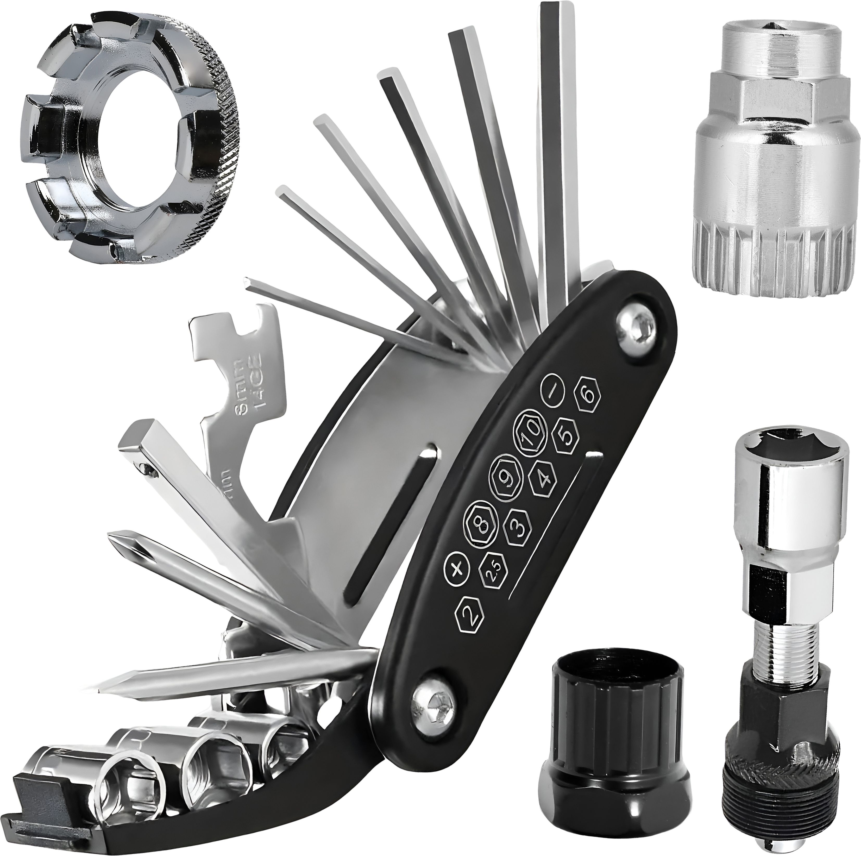 razaiq 16 in 1 Cycle Repair Tool Set with Bottom Bracket Removal Tool, Freewheel Cycling Remover, Bicycle Crank Puller & 8 Way Spoke Nipple Key for MTB-picture-25