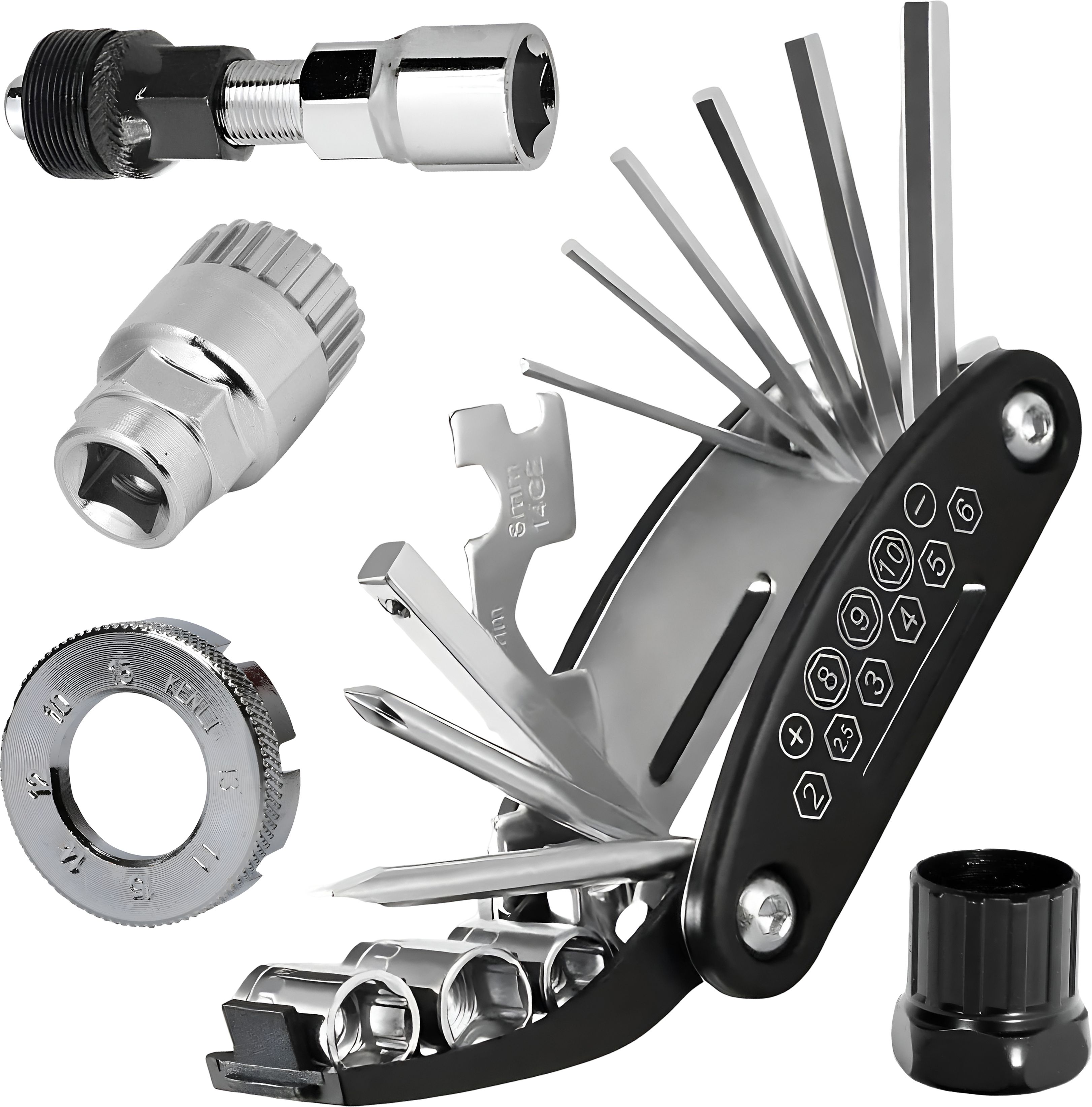 16 in 1 Cycle Tool Kit with Bottom Bracket Remover, Crank Puller, Freewheel Cycling Remover Tool & 8 Way Spoke Nipple Key for MTB, Road, BMX & Hybrid Cycle-image-14