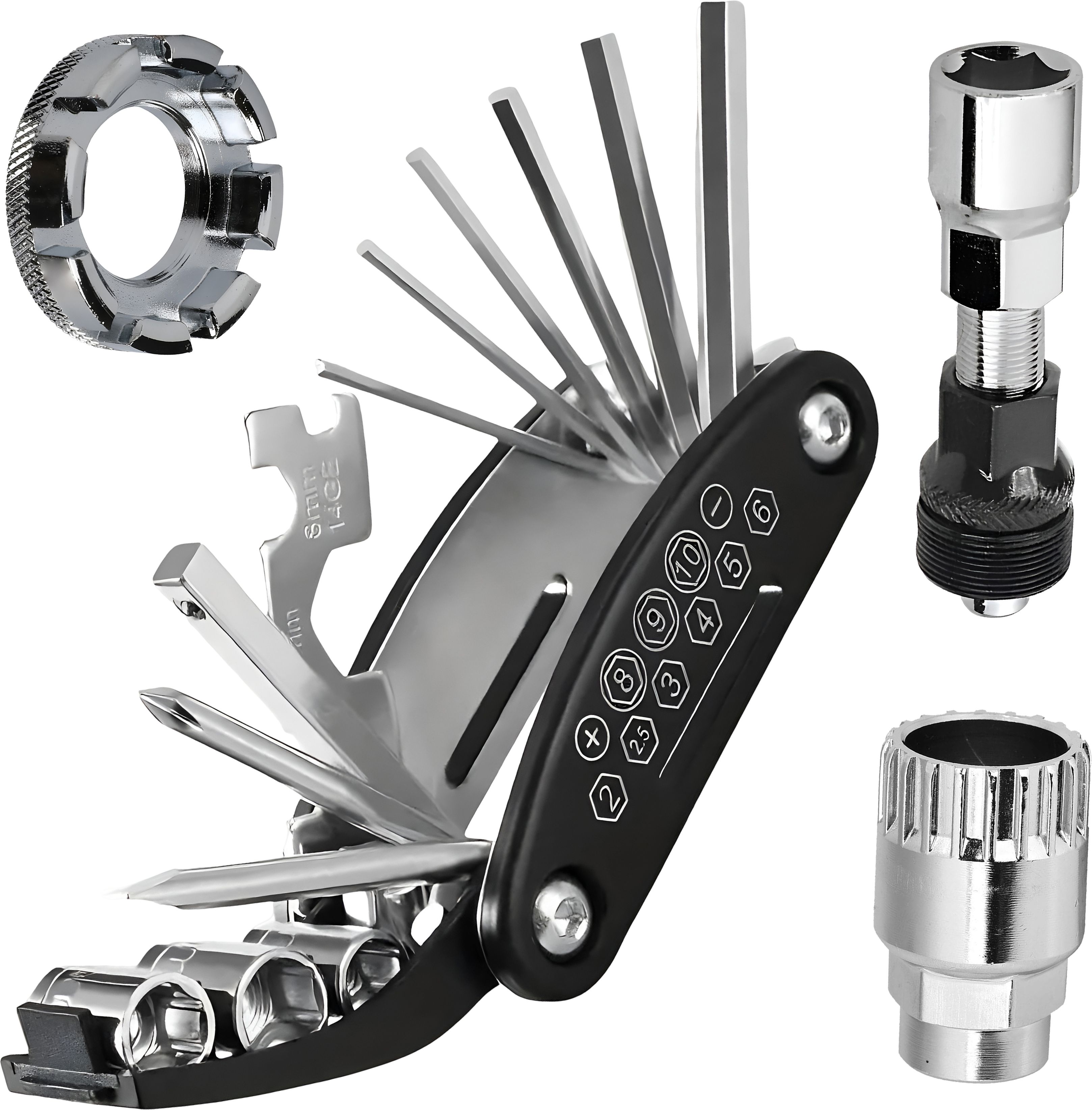razaiq Cycle Repair Kit 16 in 1 with Bottom Bracket Removal Tool, Bicycle Crank Puller Cycling 8 Way Spoke Nipple Key, Professional Workshop Tool for MTB Road-picture-48