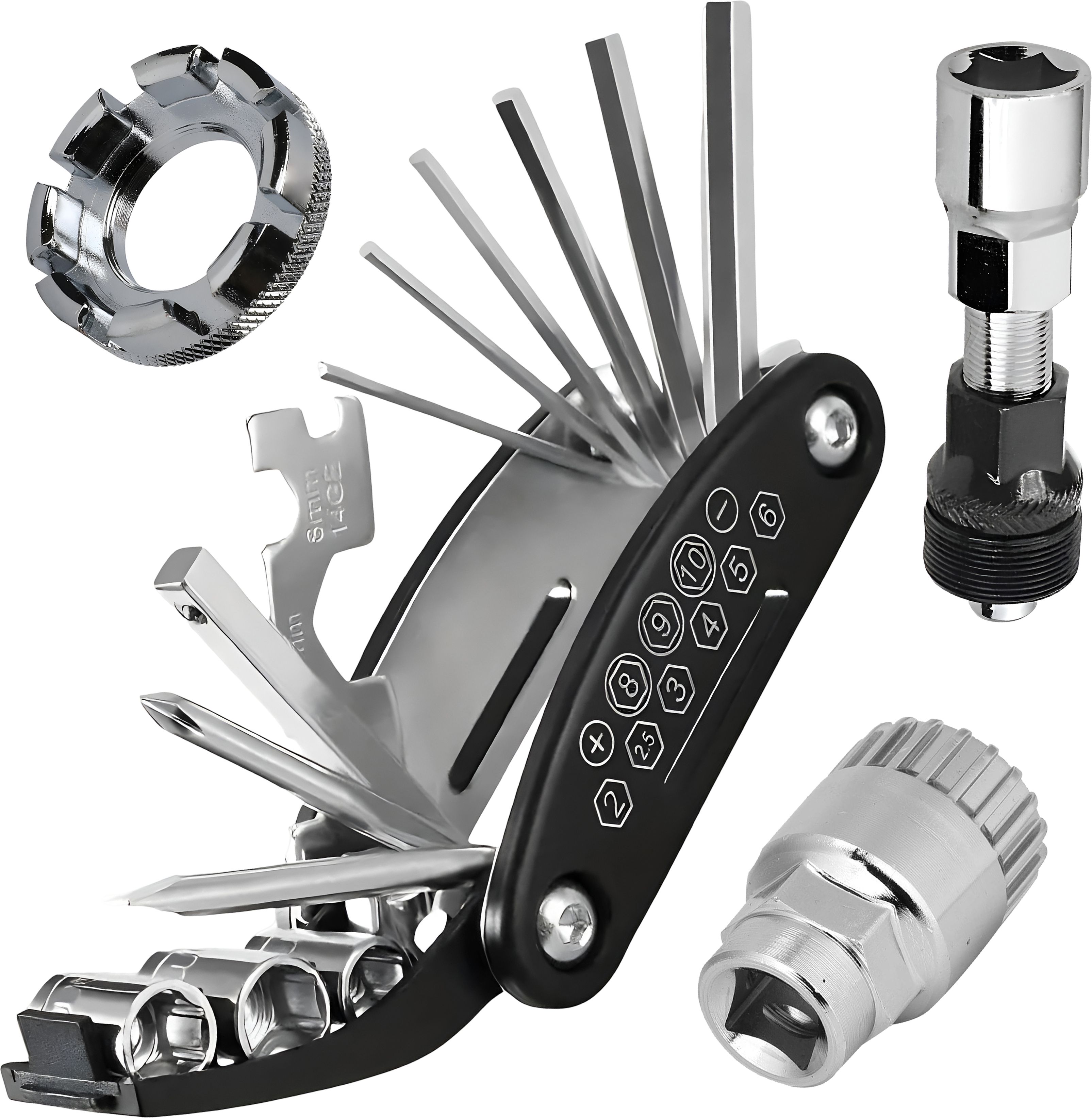 razaiq Multi Purpose 16 in 1 Bicycle Tool Kit with Bottom Bracket Removal Tool, Crank Cycling Puller Extractor and 8 Way Spoke Nipple Key for Professional-picture-20