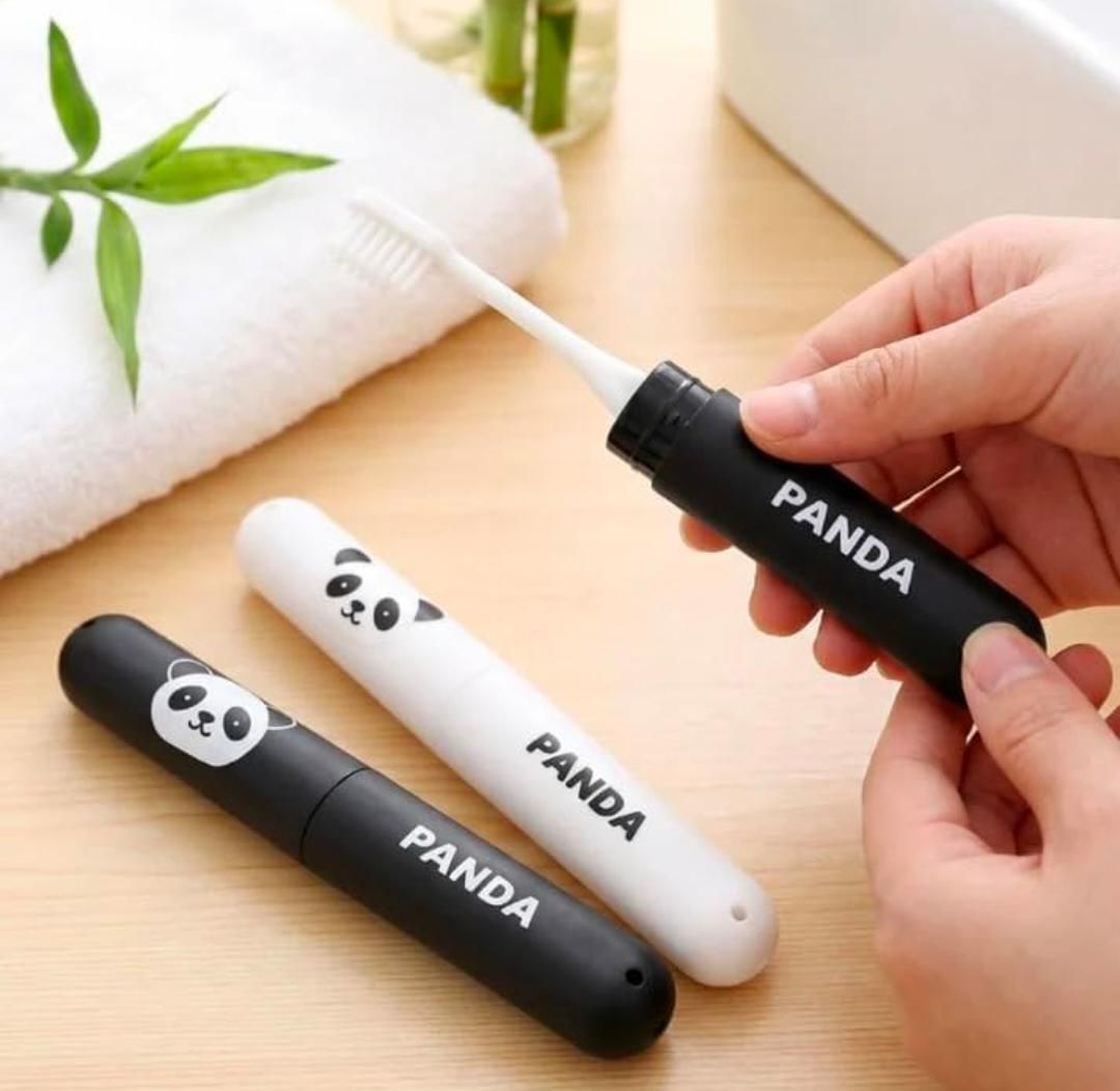naama 3pc Portable Cute Panda Toothbrush Travel Case, Venting Tooth Brush Holder Box Toothbrush Case-picture-0
