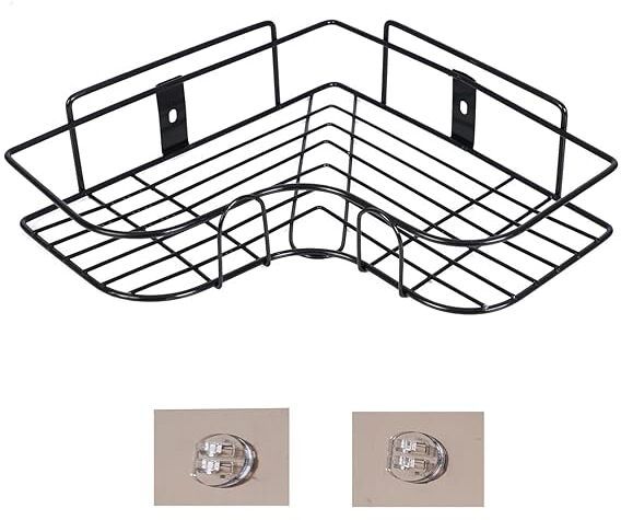 Fruits/Vegetables Kitchen Rack Multi-use Self Adhesive Kitchen Bathroom Corner Shelf Iron-image-29