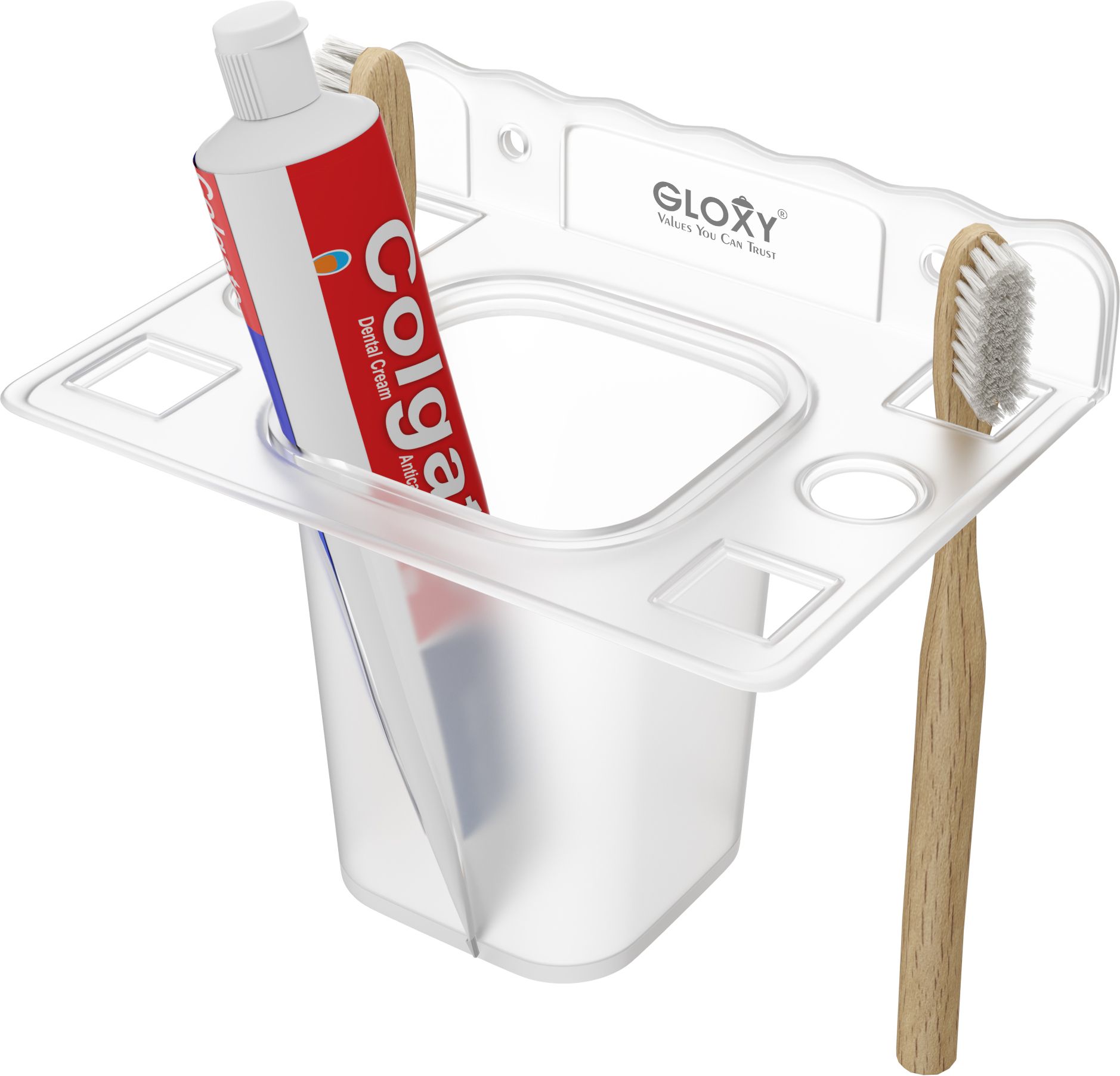 Toothbrush Holder Stand | 6 Slots Bathroom Organizer 5 inch 1 Bar Towel Rod-image-17