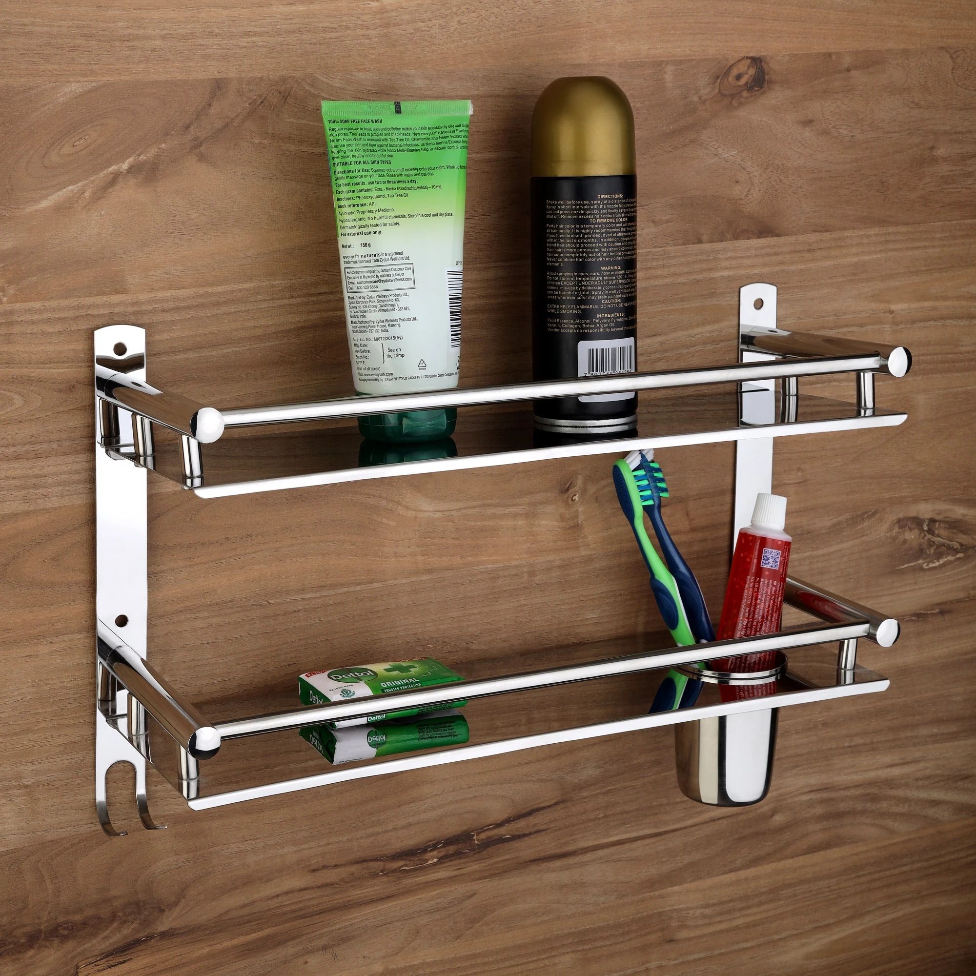 gloxy Bathroom Shelf with Soap Dish & Toothbrush Holder | Wall Mounted Organizer Rack Stainless Steel Toilet Paper Holder-picture-29