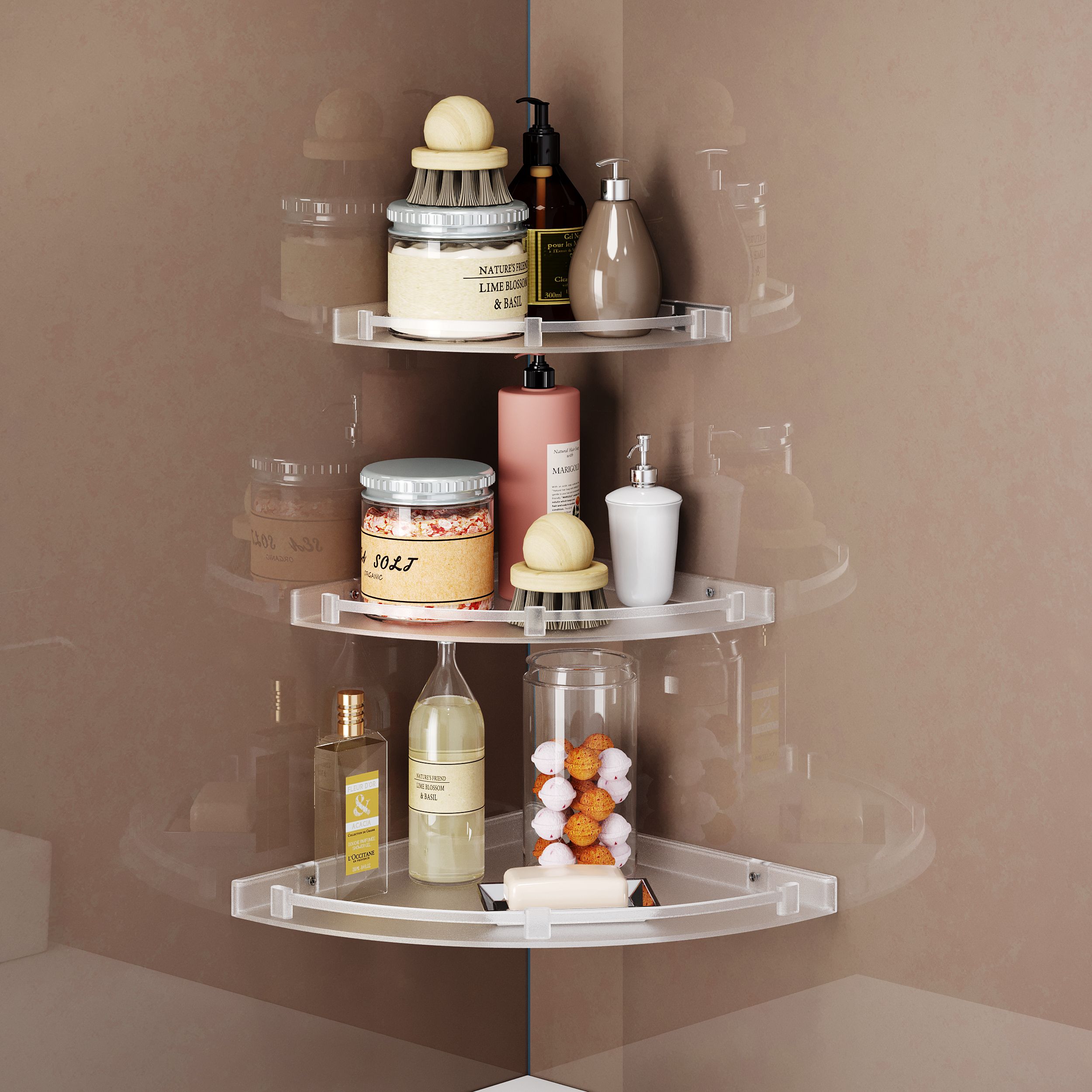 Corner Shelf for Bathroom | Wall Mount Storage Rack | Space Saving 12 inch 3 Bar Towel Rod-image-31