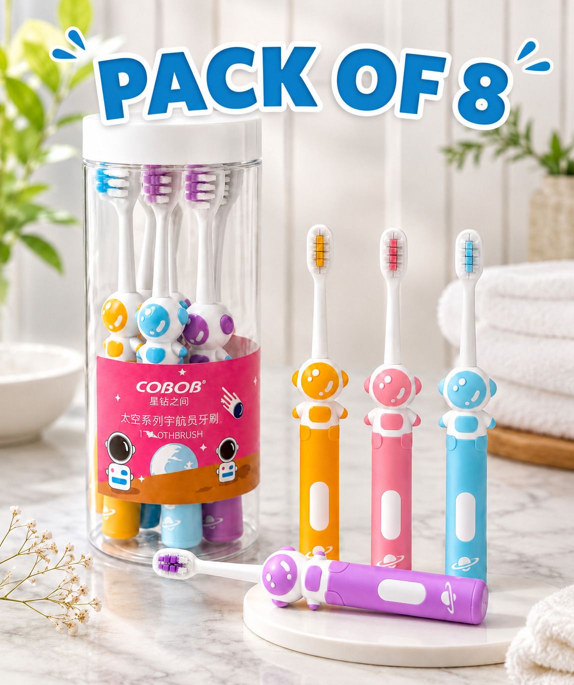 magic pebbles Kids Soft Bristle Astronaut Toothbrush Colorful Design 6-12 Aged Year Extra Soft Toothbrush-picture-30