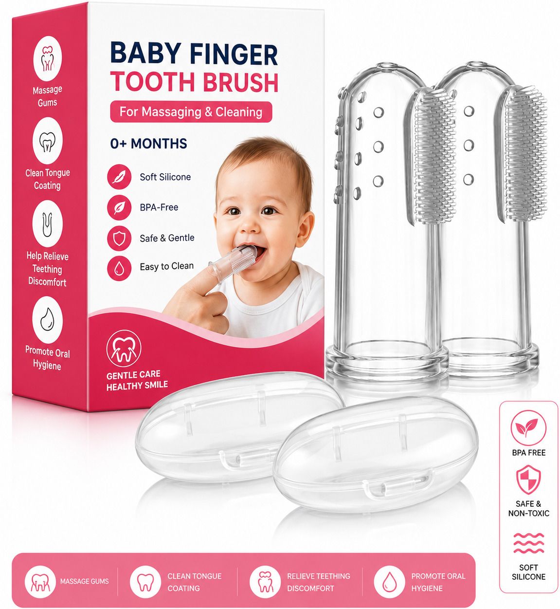 dakshinamurthyenterprises Baby Finger Toothbrush-BPA-Free, Soft for Gentle Gum Massage & Cleaning Soft Extra Soft Toothbrush-picture-28