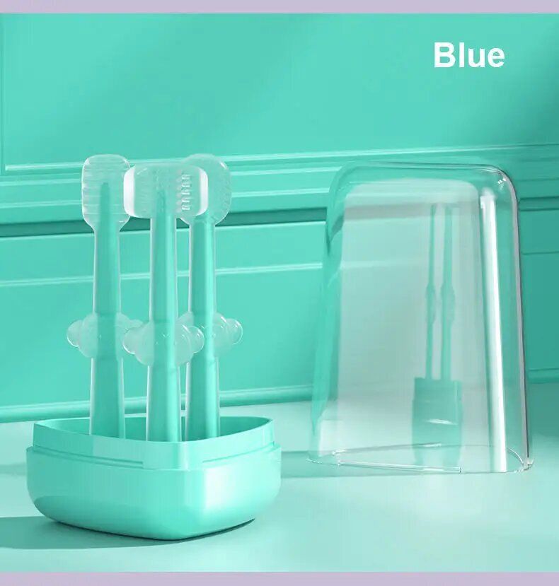 the little lookers Baby Toothbrush 3 in 1 Set for Newborn Baby/Infants/ Kids(0 -18 Months)-Blue Soft Toothbrush-picture-10
