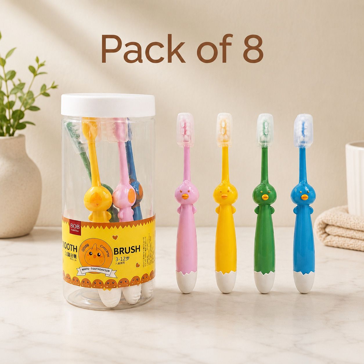 magic pebbles Soft Bristle Cartoon Toothbrush for Kids 3–12 Years with Hygienic Caps Extra Soft Toothbrush-picture-12