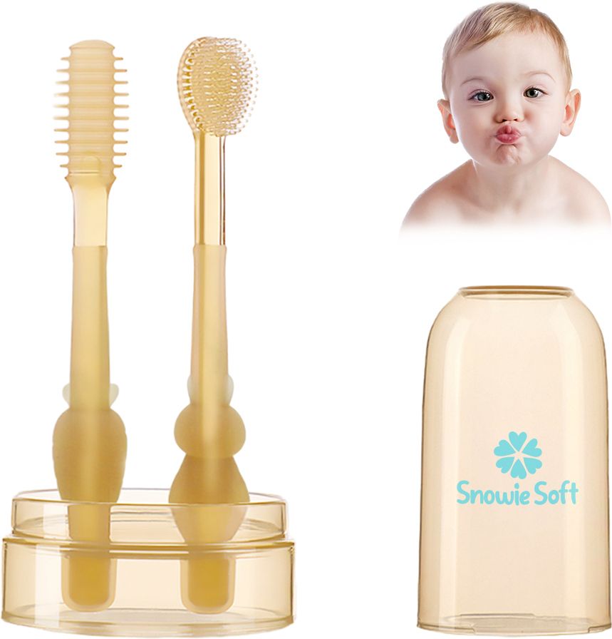 hannea Baby Oral Cleaning Brush 2 in 1 Toothbrush Tongue Brush BPA Free Soft Silicone Soft Toothbrush-picture-18