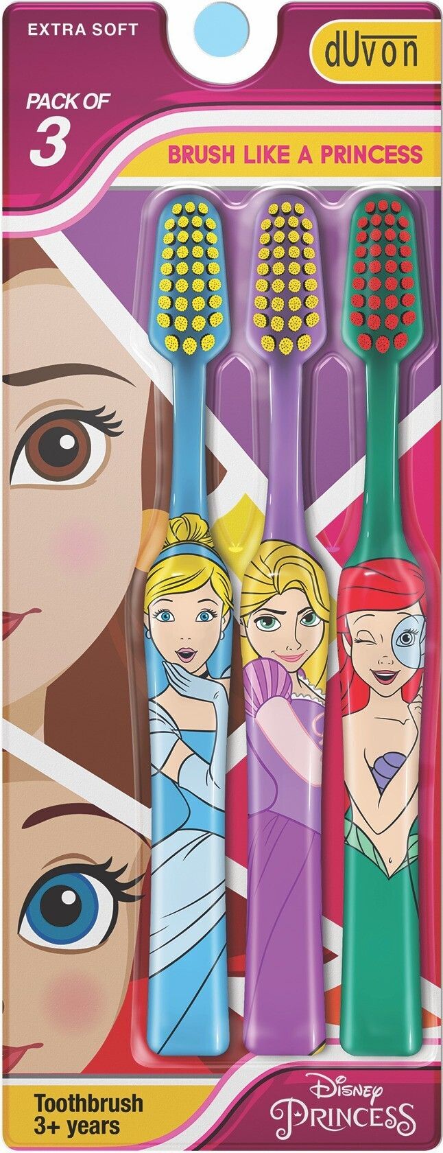 Disney Princesses Kids Toothbrush Pack of 3 |Extra Soft Bristles|For Girls Hard Toothbrush