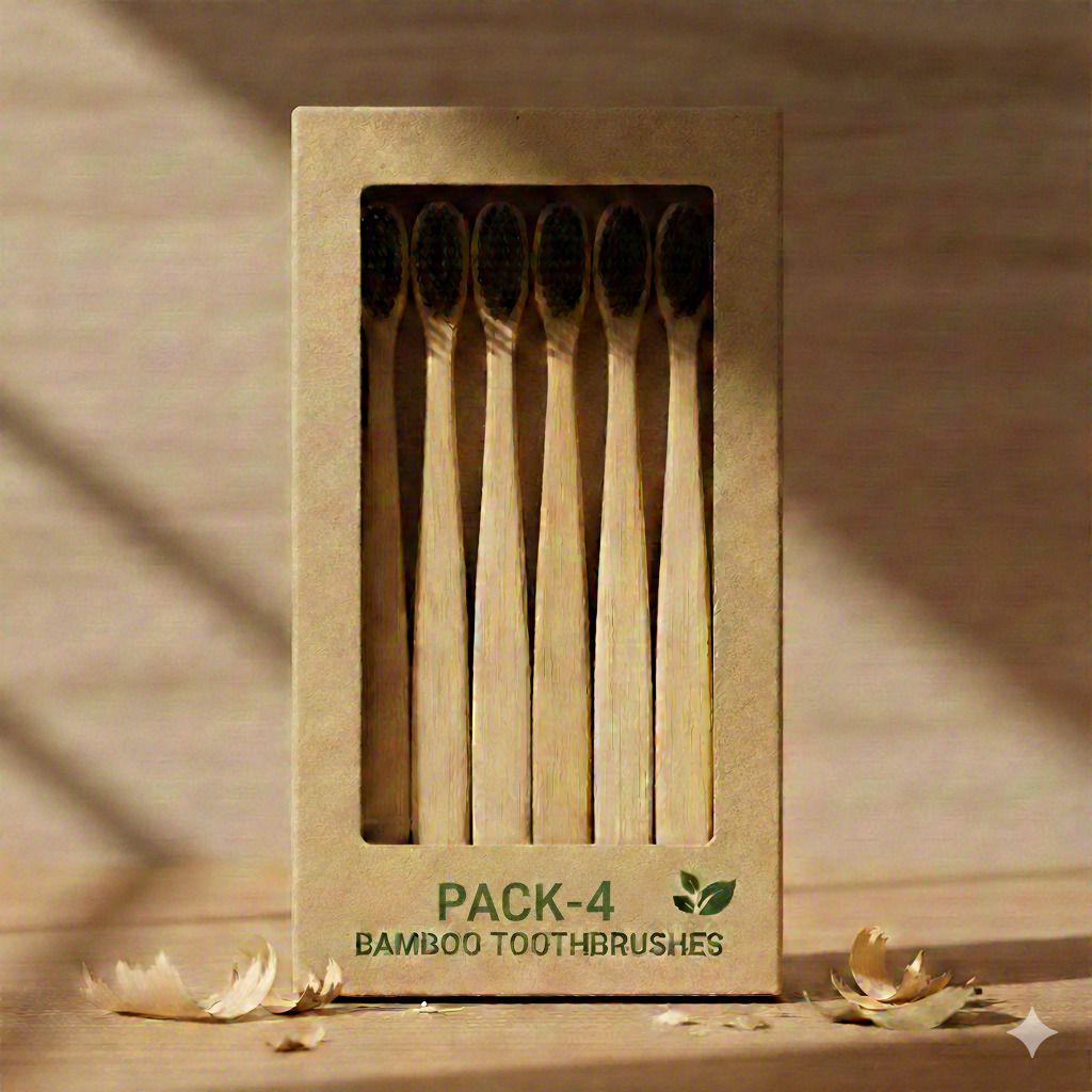 Bamboo Toothbrush Soft Charcoal Bristles Wooden Toothbrush for Adults Natural Soft Toothbrush
