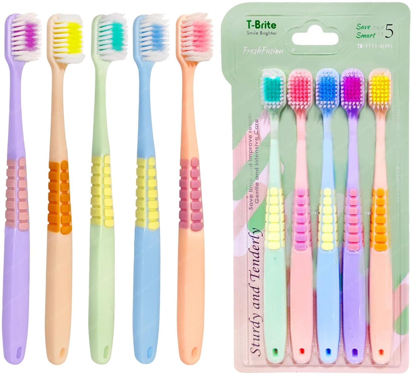 funblast Tooth Brush Set - Pack of 5 for Kids & Adults, Extra Soft Bristles for Sensitive Ultra Soft Toothbrush-picture-0