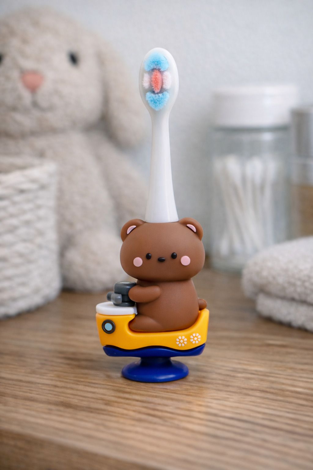 the little bunny hop in style Kids Cartoon Bear Soft Bristle Toothbrush for Children (Cute Fun Design) Extra Soft Toothbrush-picture-12