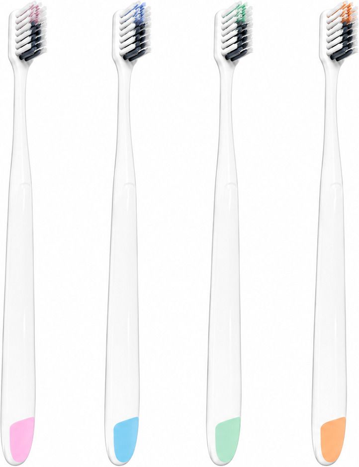Toothbrush Set for Kids & Adults, Pack of 4, White | Bamboo Charcoal Bristles Soft Toothbrush-image-9