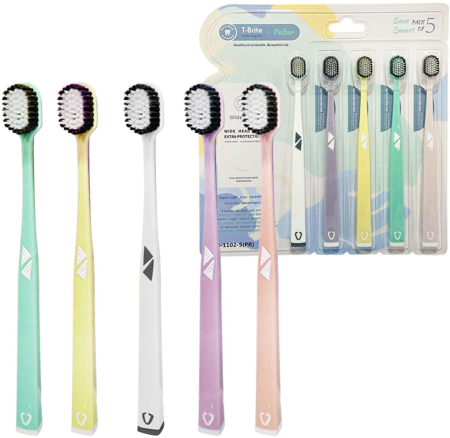 funblast Tooth Brush Set - Tooth Brush Combo Pack of 5 for Kids & Adults, Super Soft Bris Ultra Soft Toothbrush-picture-20