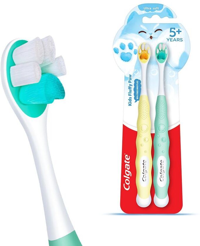 colgate Kids (5+ years) Fluffy Paw Toothbrush Ultra Soft (2 Pc) Ultra Soft Toothbrush-picture-15