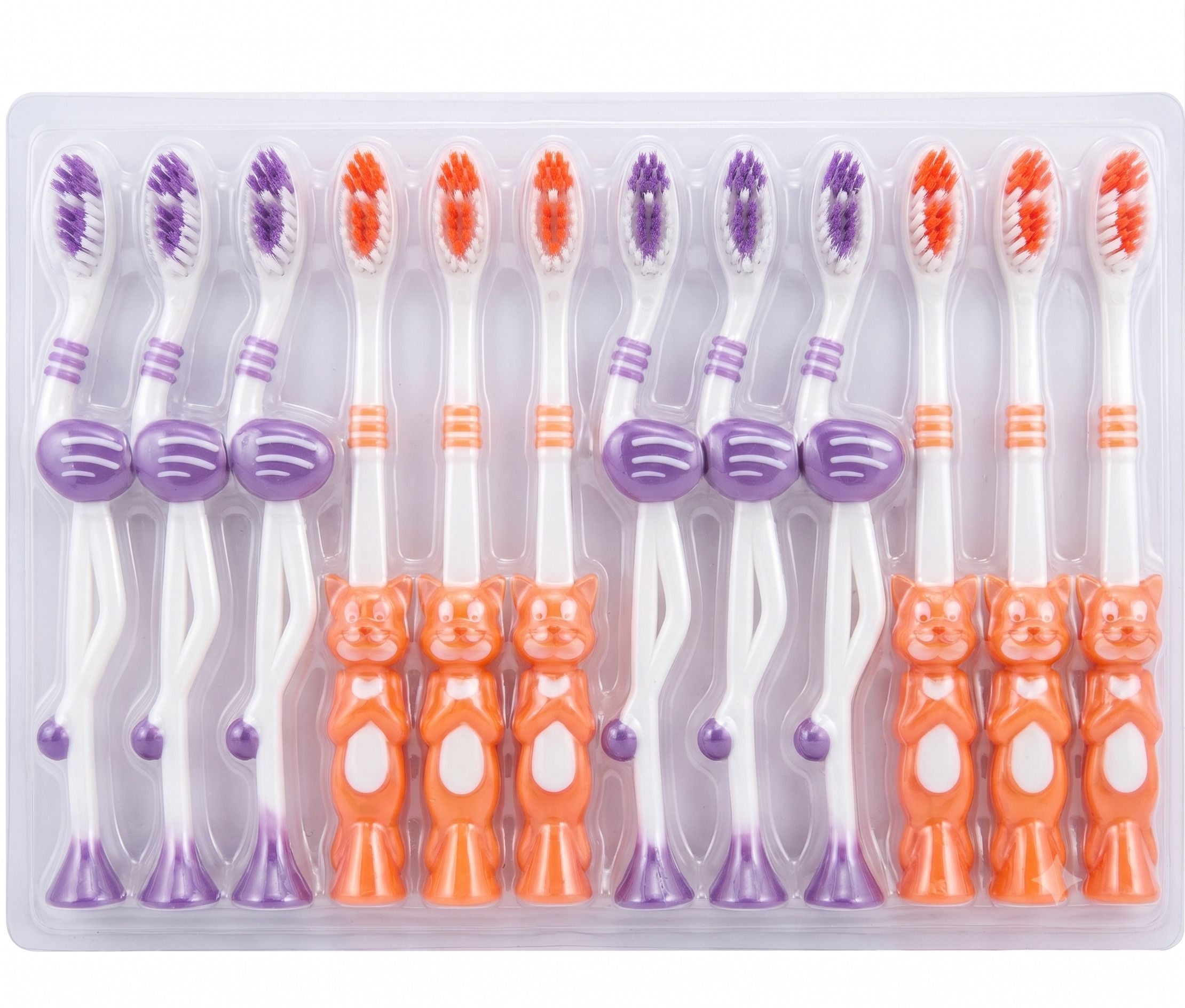 karmik Kids Extra Soft Bristles Cartoon Toothbrush Set - 12 Pieces (Orange & Purple) Soft Toothbrush-picture-35