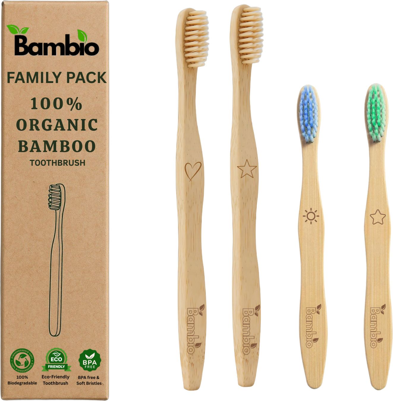 bambio Bamboo Toothbrush Family Pack 2+2 Ultra Soft Toothbrush-picture-14
