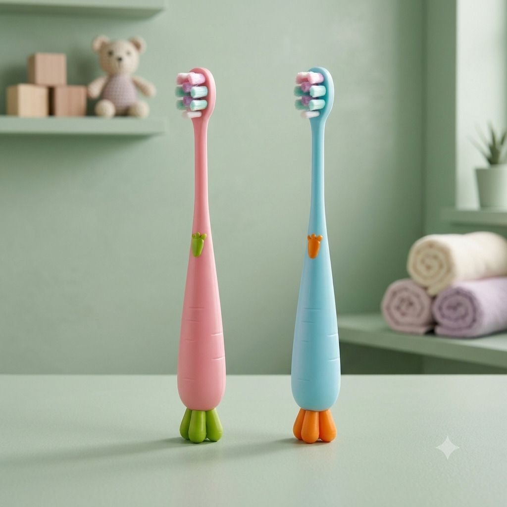 BPA Free Kids Carrot Toothbrush Supersoft Bristles for Kids/Babies/Toddlers 2Y+ Extra Soft Toothbrush-image-29