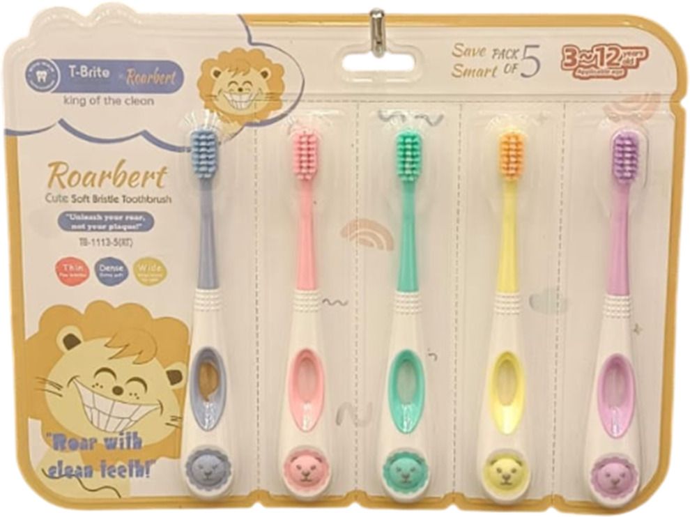 white popcorn CUTE SOFT TOOTHBRUSH FOR KIDS PACK OF 5 Soft Toothbrush-picture-24