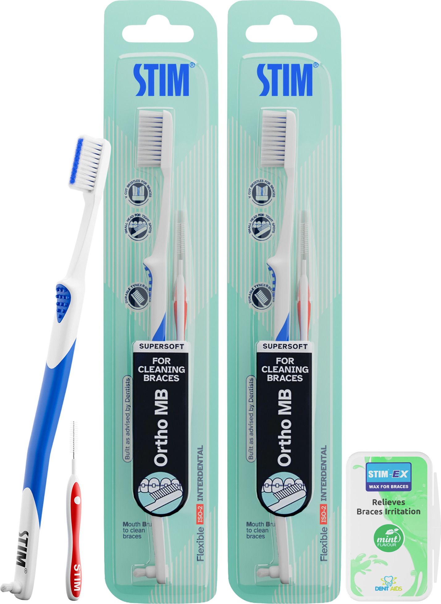 stim Ortho MB Toothbrush Combo with Wax Strip for Braces Care Soft Toothbrush-picture-27