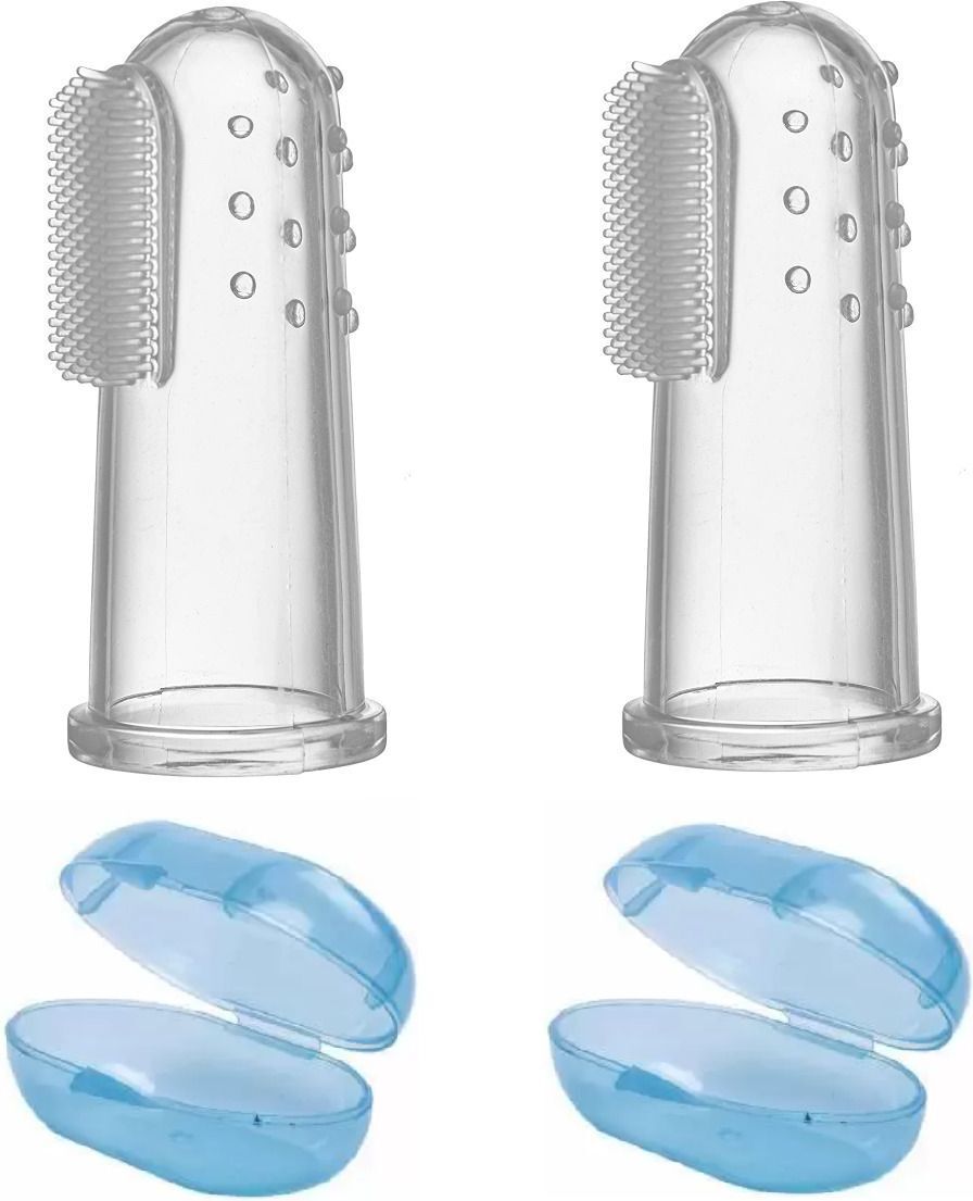 Silicon Baby Finger Toothbrush, Tongue Cleaner with storage box Ultra Soft Toothbrush-image-29