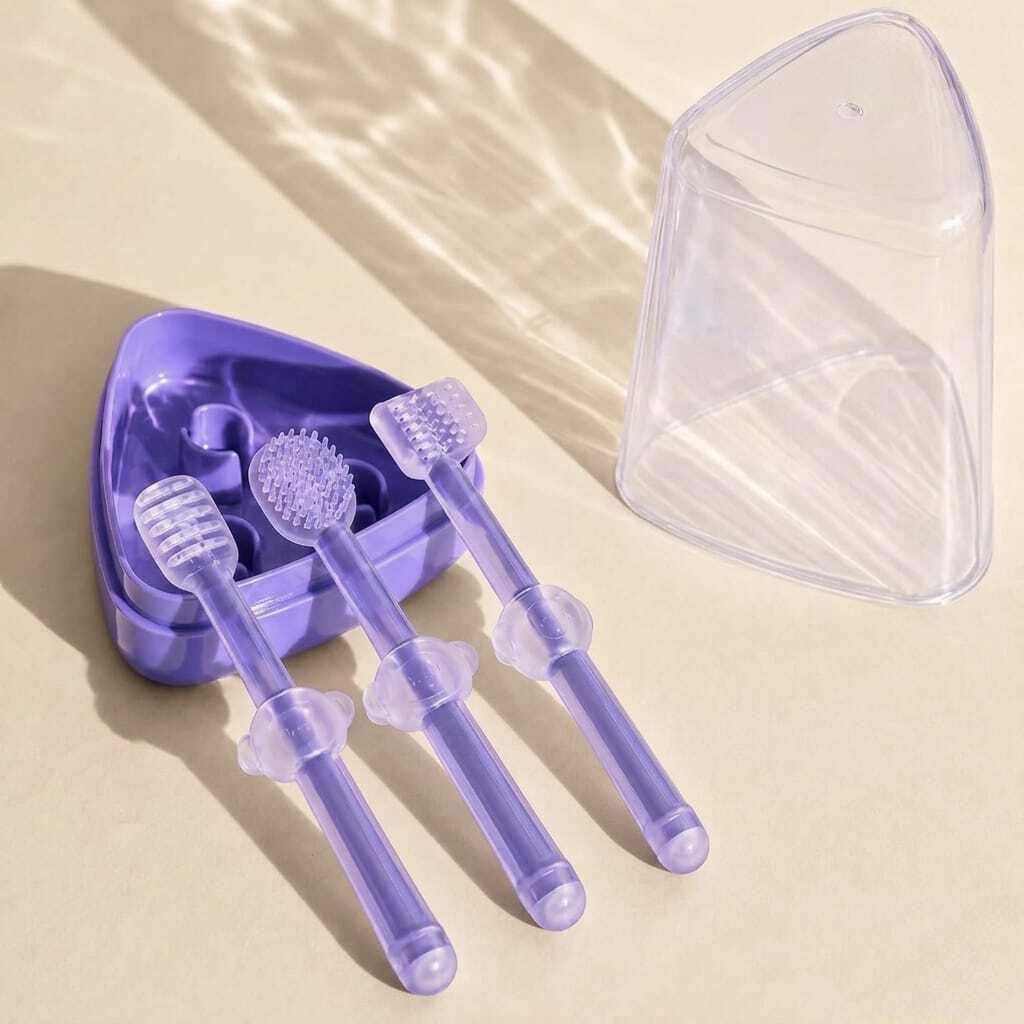 jelvionta Baby Silicone Toothbrush Set with Storage Case for 0-18 Months Extra Soft Toothbrush-picture-22
